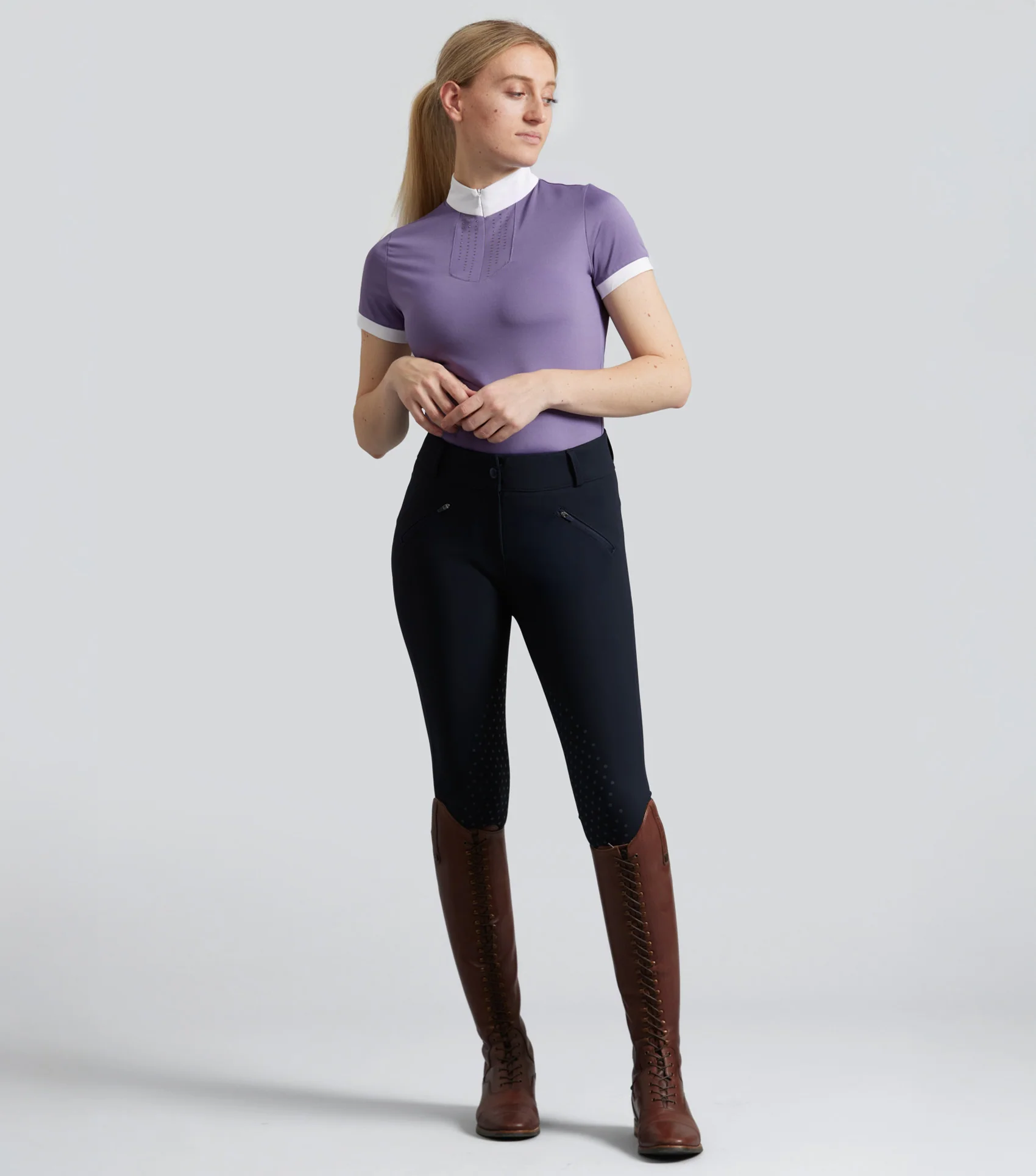 SALE - Alani Womens Short Sleeve Riding Top Amethyst - Image 6