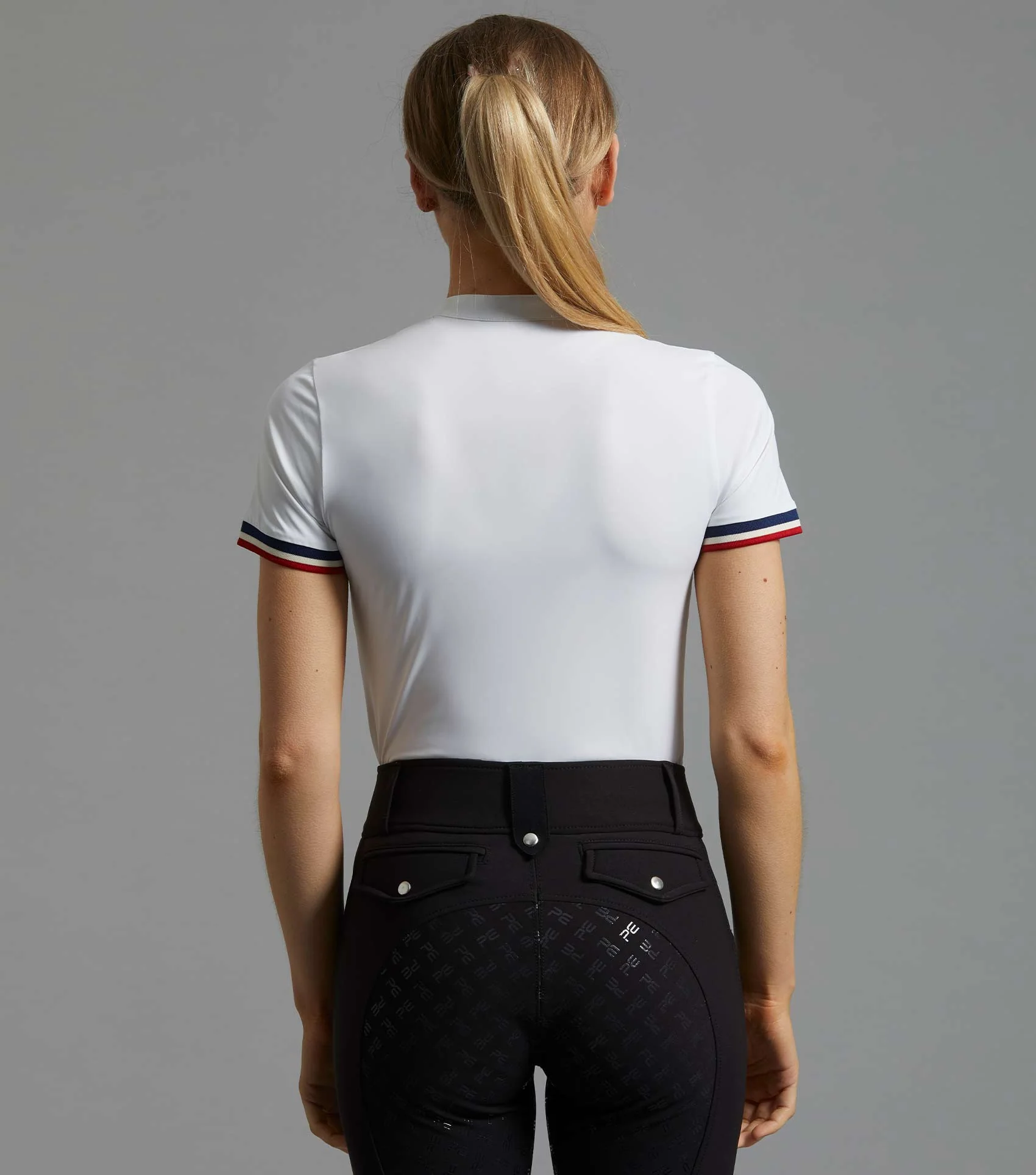SALE - Allegra Ladies Short Sleeve Riding Top White - Image 3