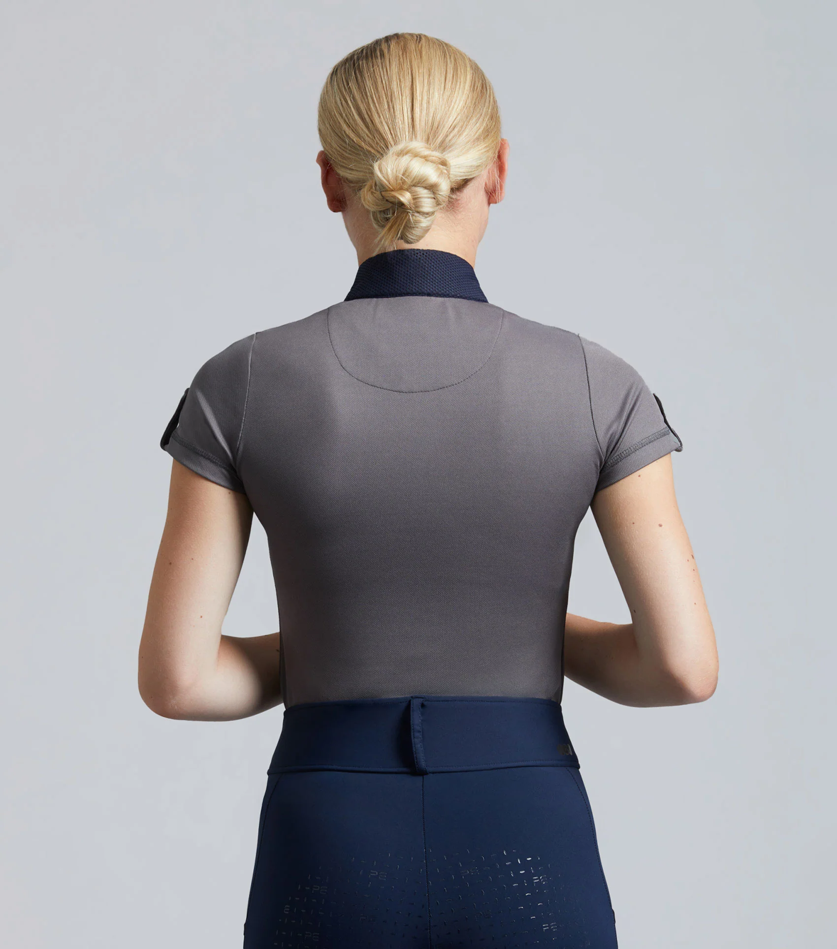 Amia Ladies Technical Short Sleeve Riding Top Anthracite Grey - Image 4