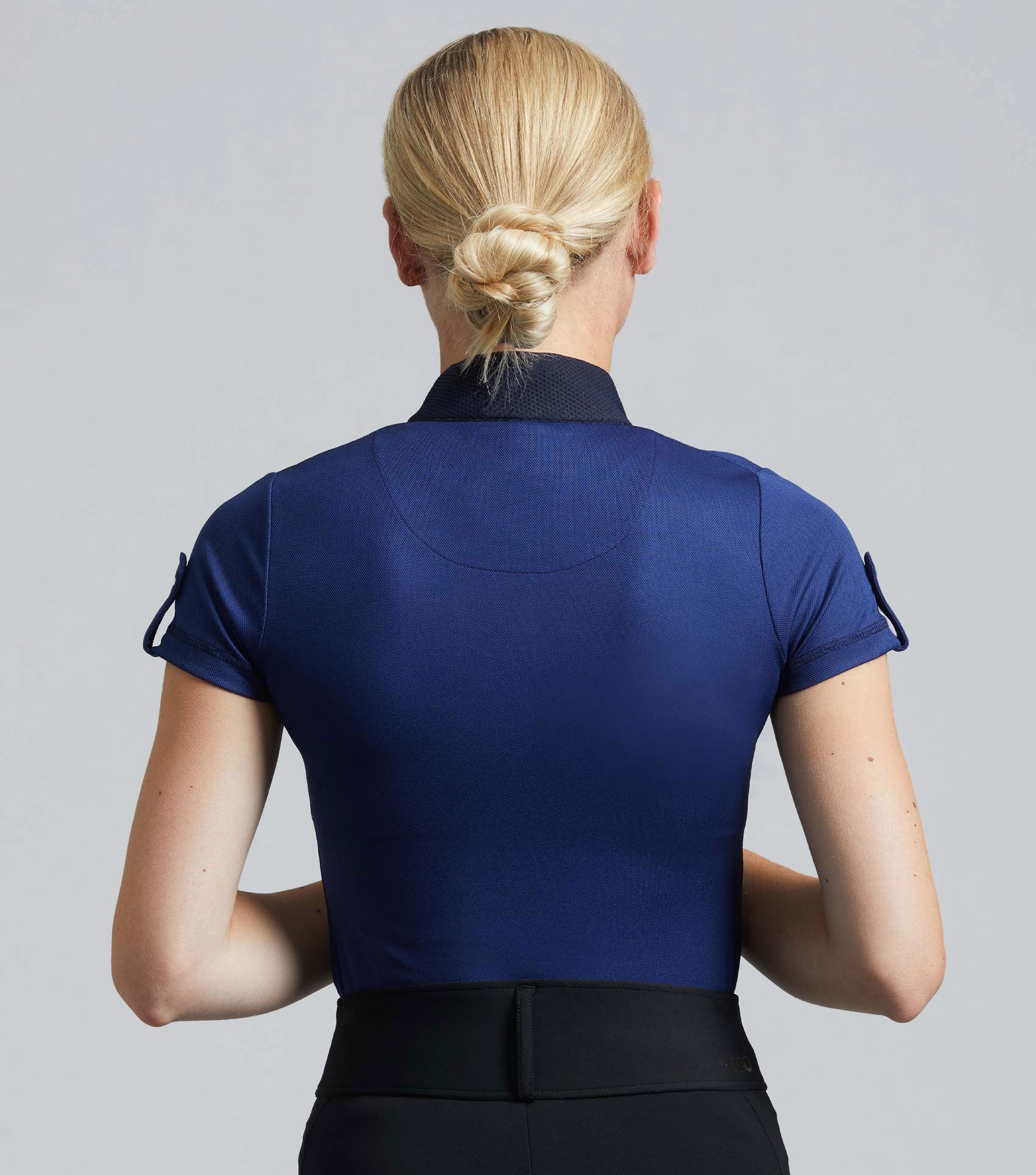 Amia Ladies Technical Short Sleeve Riding Top Navy - Image 4