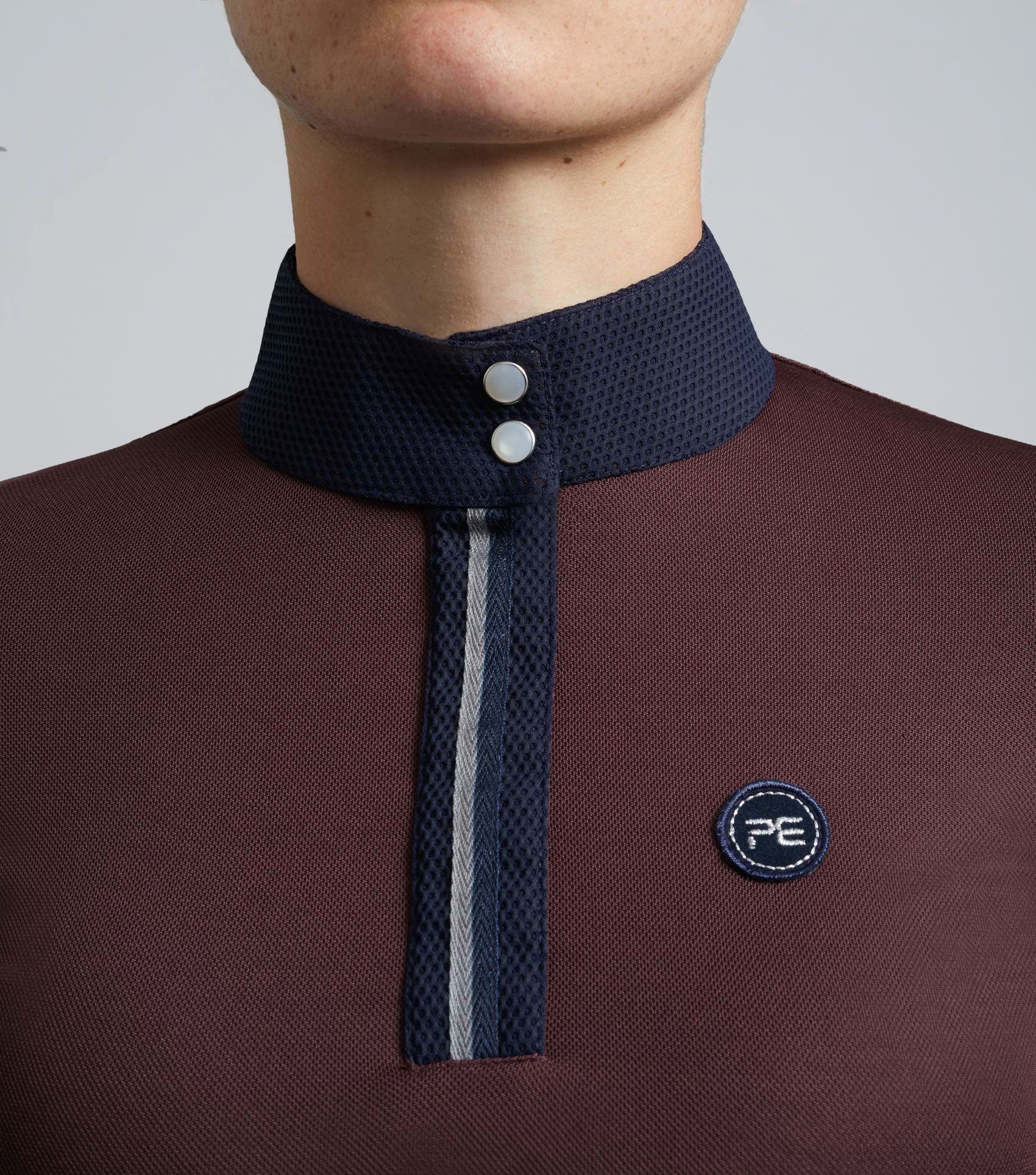 Amia Ladies Technical Short Sleeve Riding Top Wine - Image 3