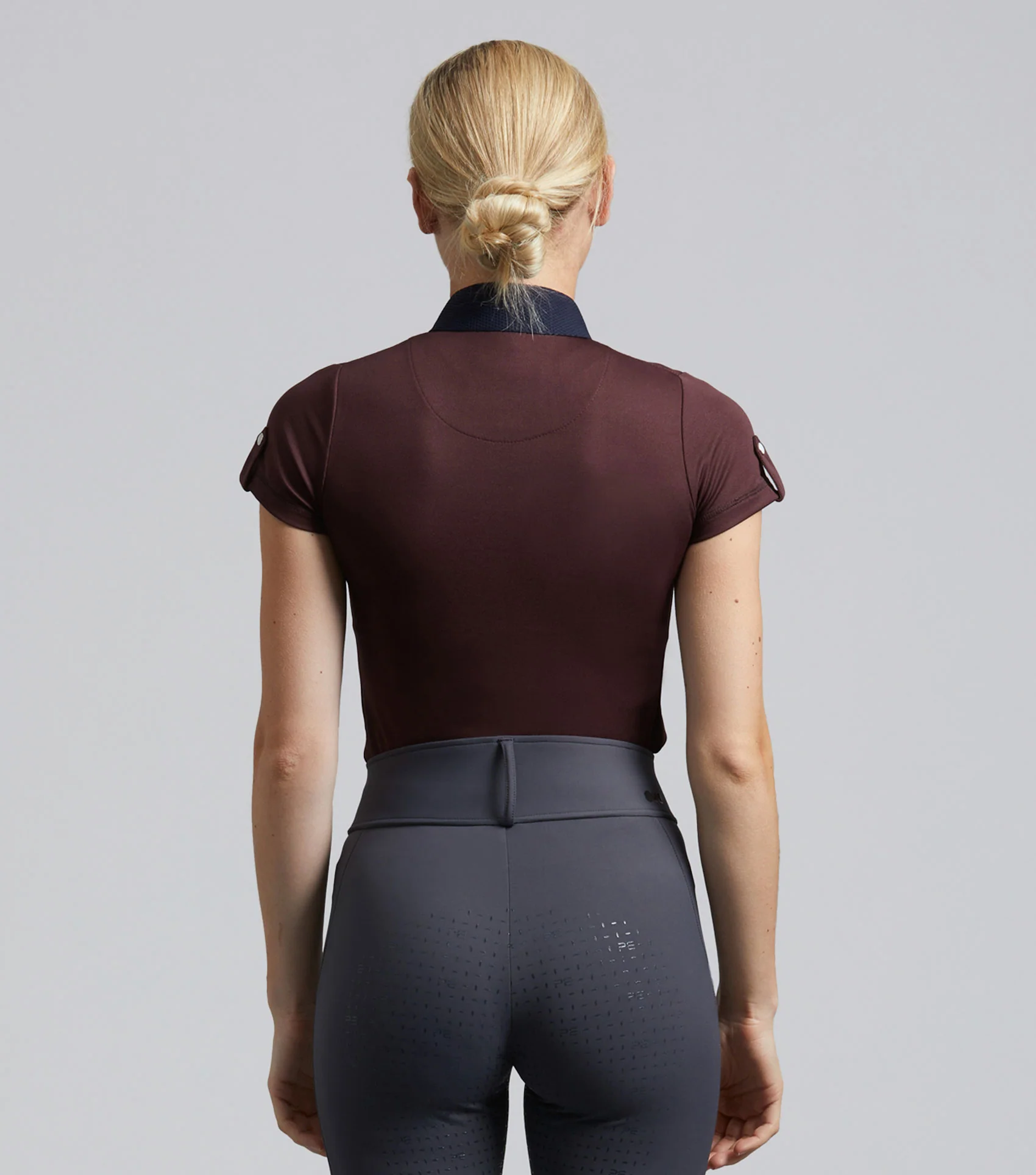 Amia Ladies Technical Short Sleeve Riding Top Wine - Image 4
