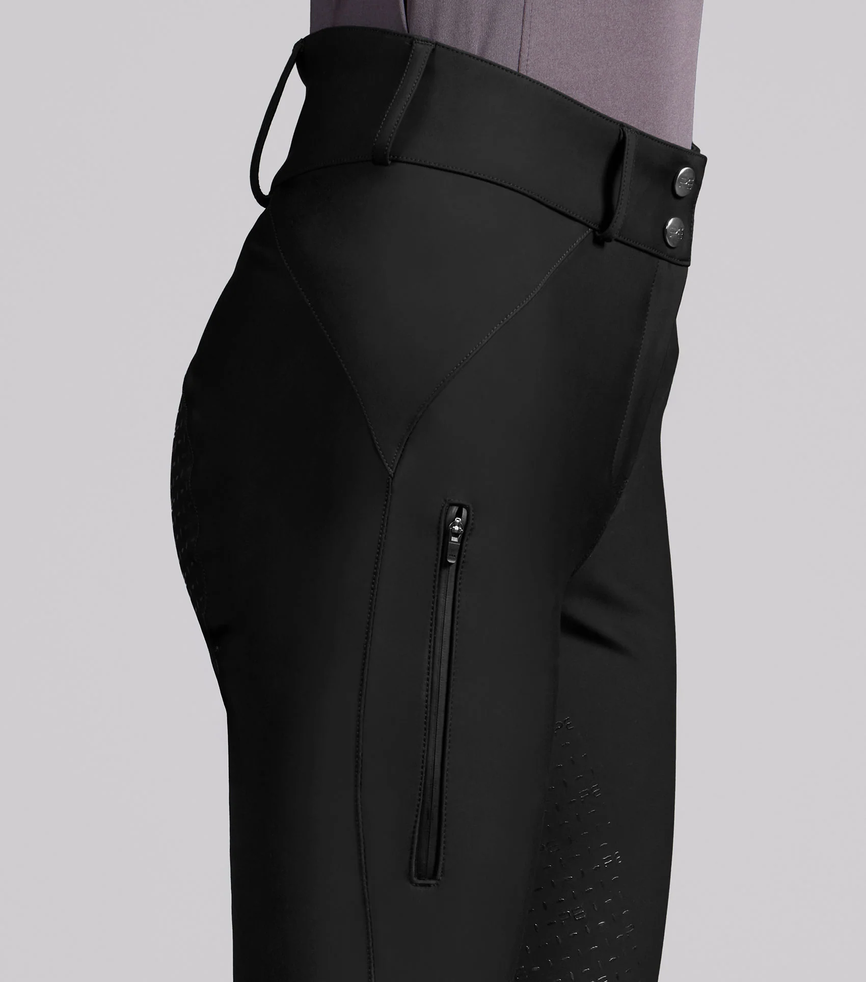 Amnis Womens Waterproof Gel Full Seat Riding Breeches Black - Image 3