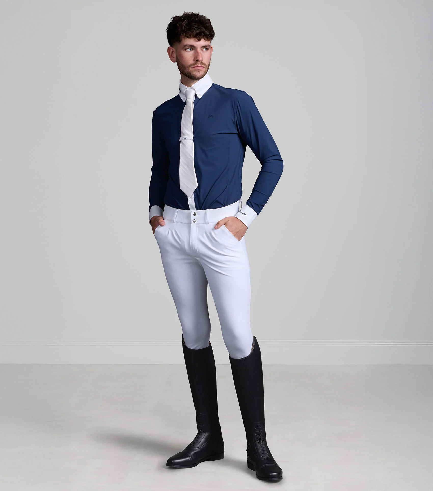 Andate Men's Long Sleeve Show Shirt Navy - Image 6