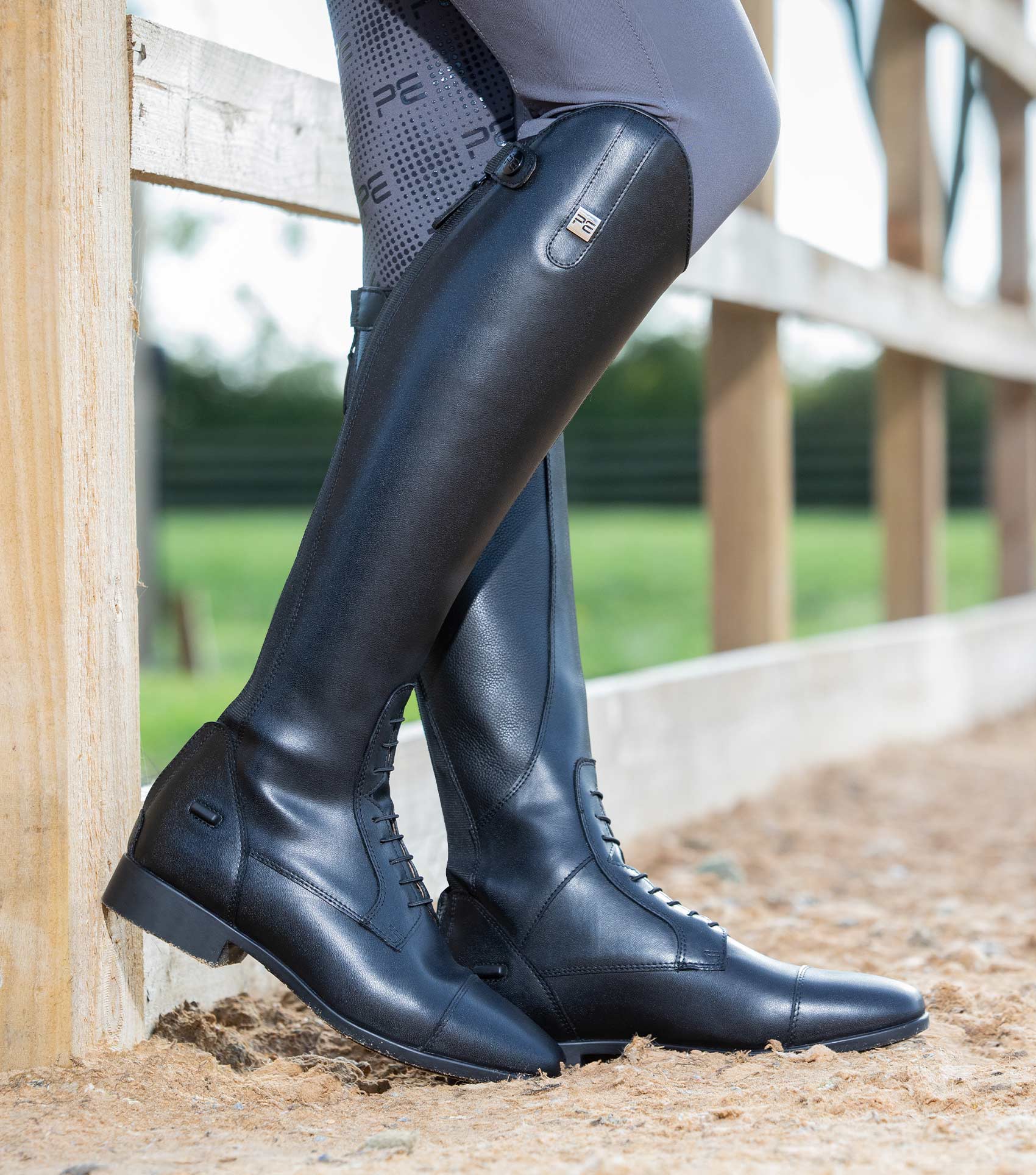 Anima Ladies Synthetic Field Tall Riding Boots Black - Image 2