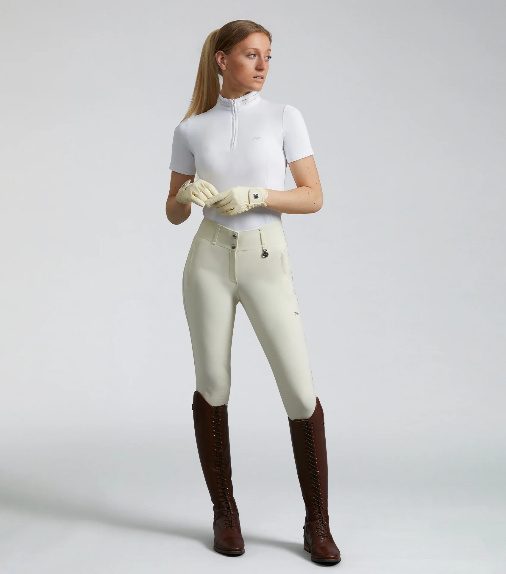 Aradina Ladies Full Seat Gel Competition Riding Breeches Vanilla - Image 6