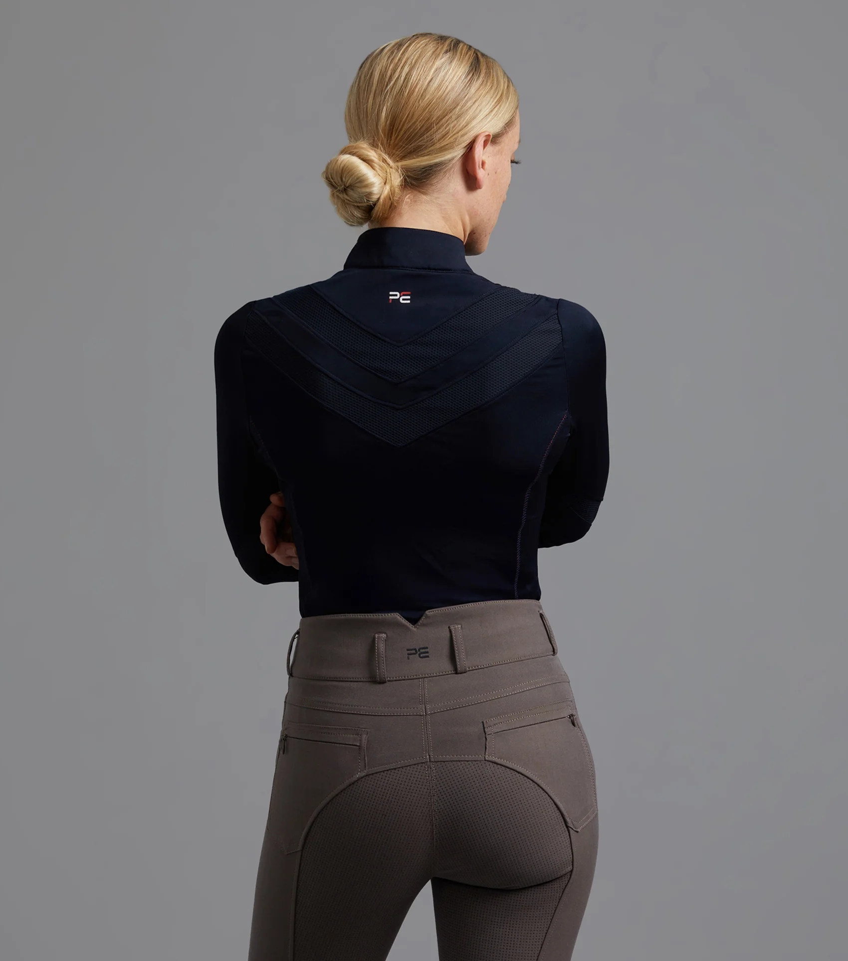 SALE - Arclos Ladies Technical Long Sleeve Riding Top Navy - Image 3