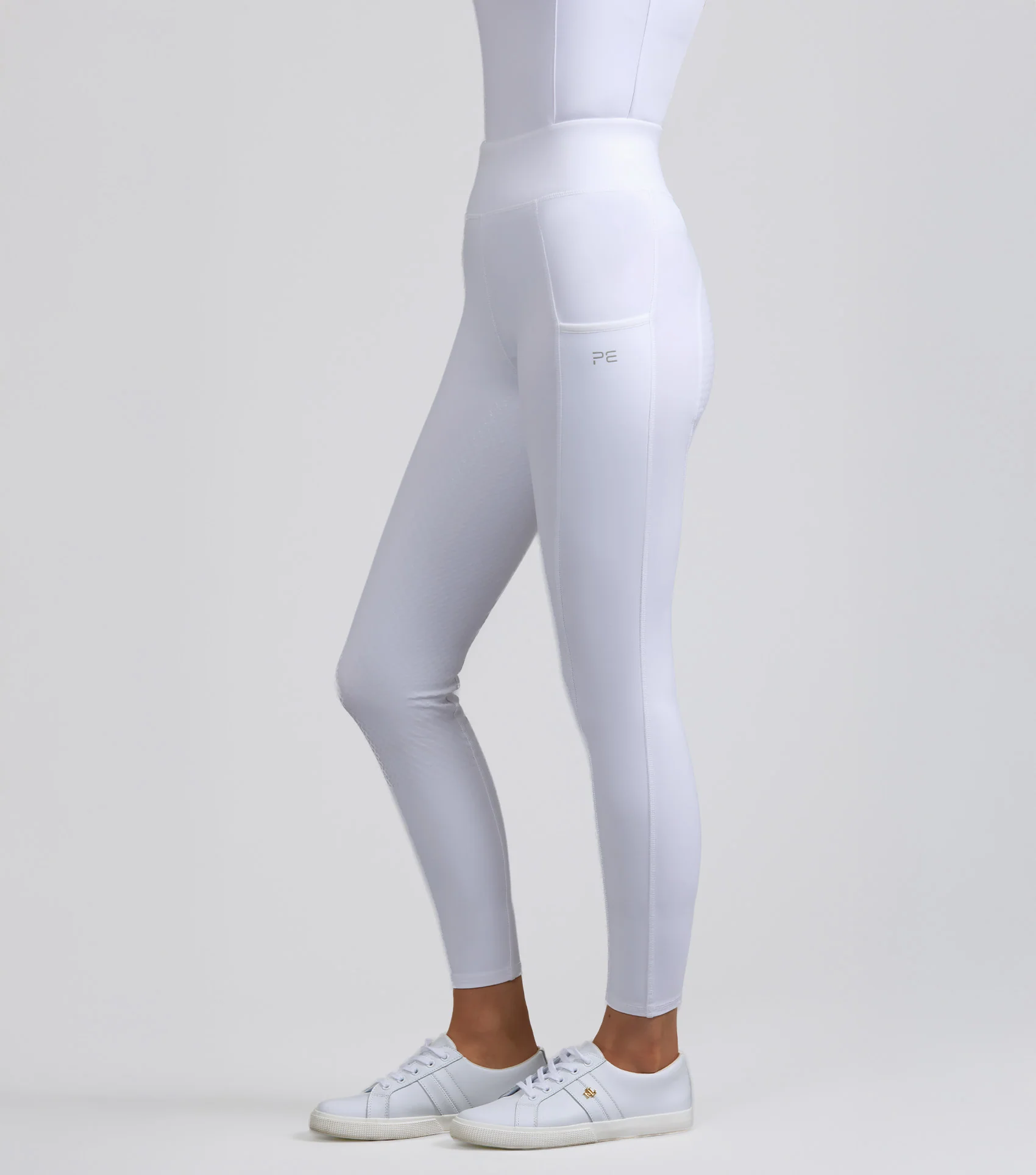 Aresso Ladies Full Seat Gel Riding Tights White - Image 5