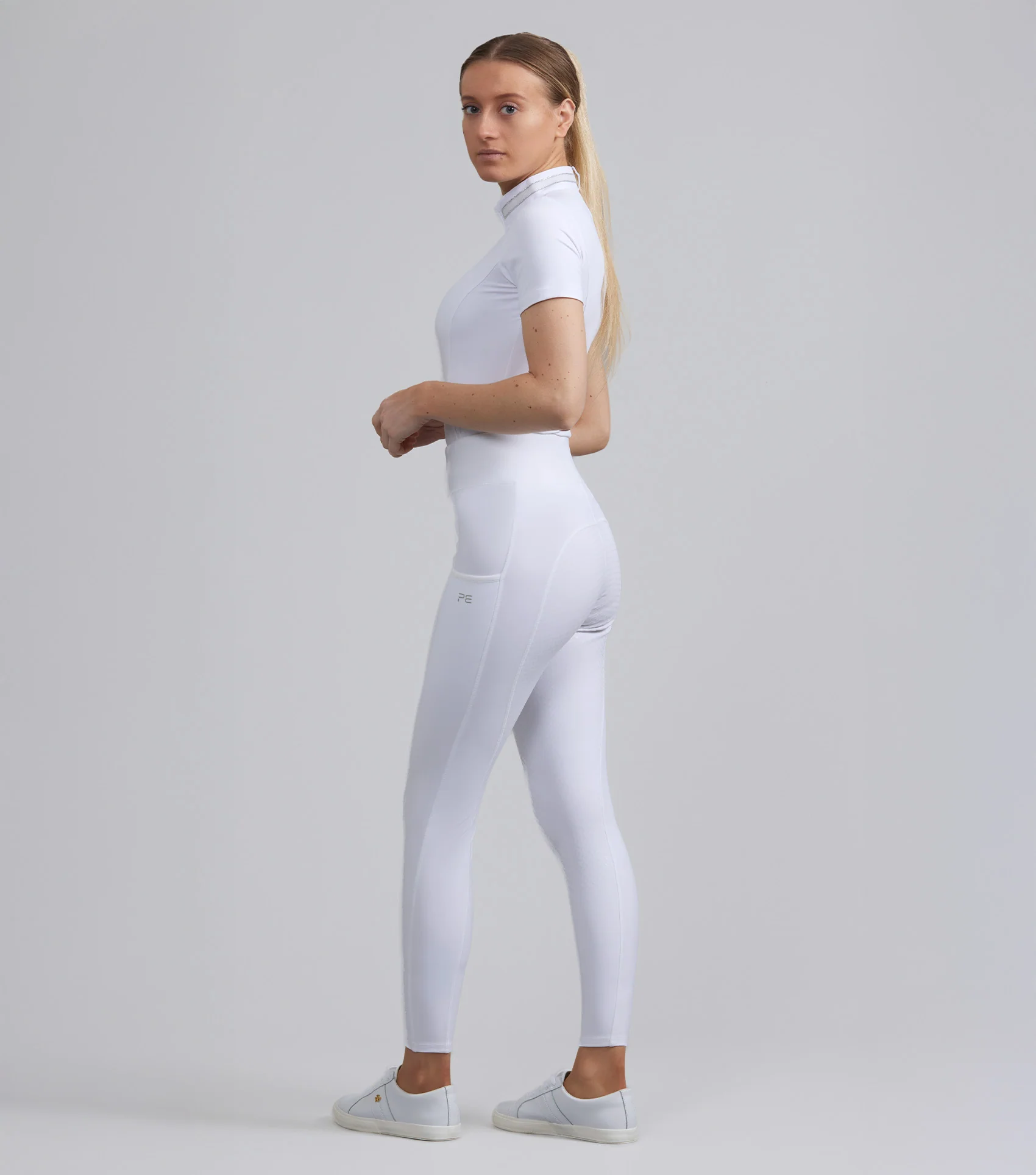 Aresso Ladies Full Seat Gel Riding Tights White - Image 6