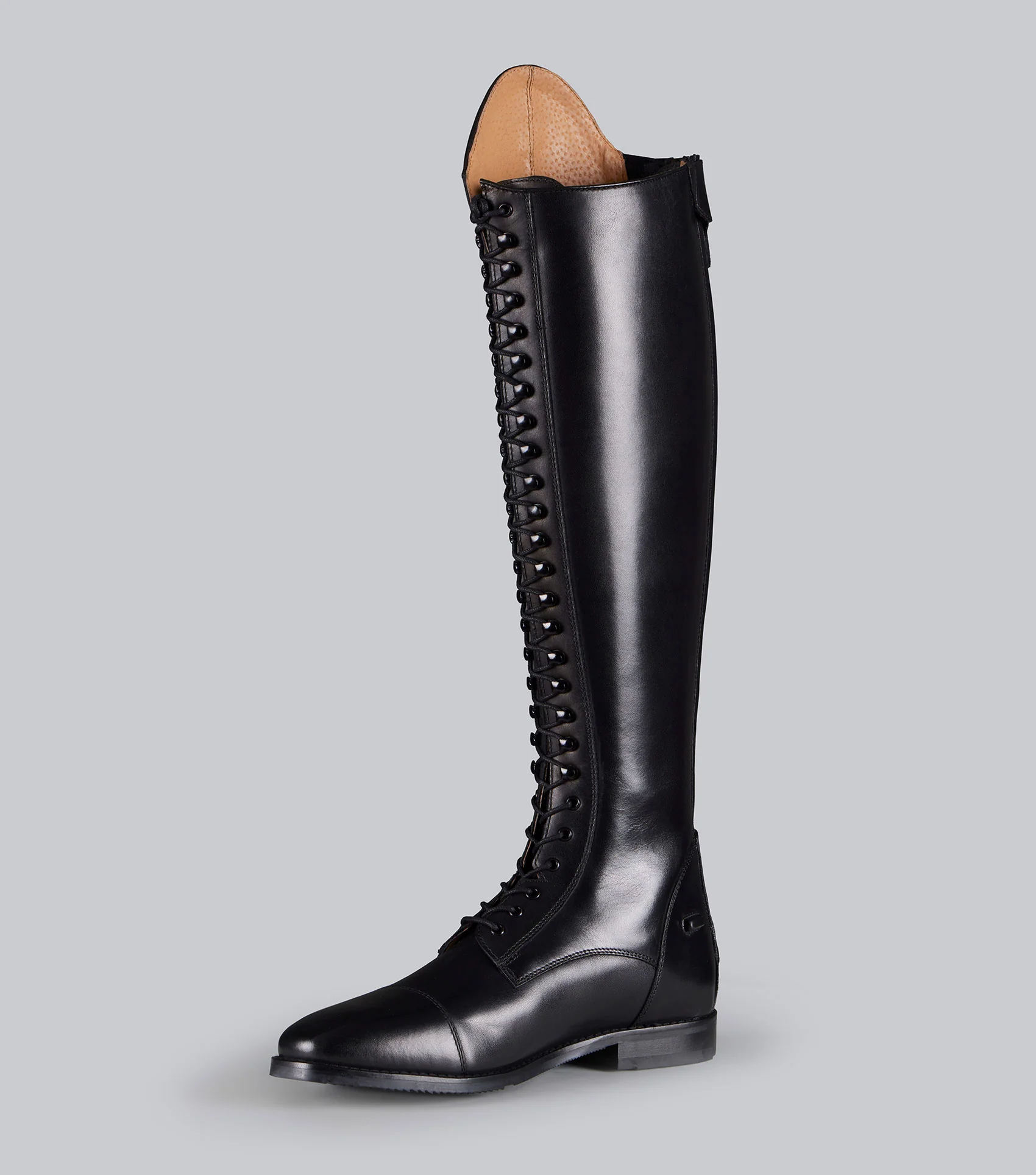 Astra Womens Lace Front Tall Leather Riding Boots Black - Image 2