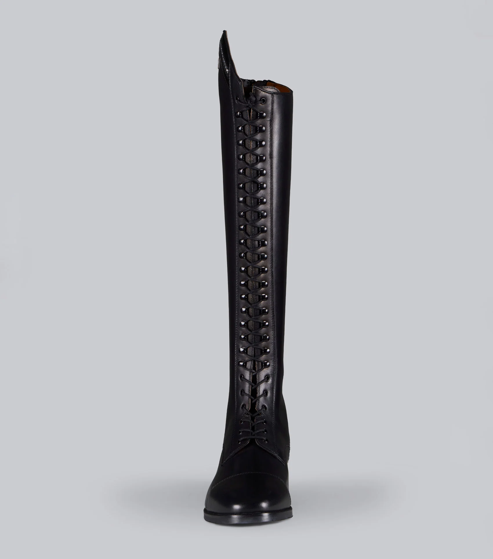 Astra Womens Lace Front Tall Leather Riding Boots Black - Image 3
