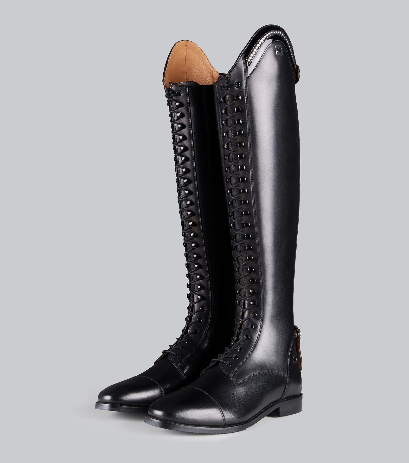 Astra Womens Lace Front Tall Leather Riding Boots Black - Image 6