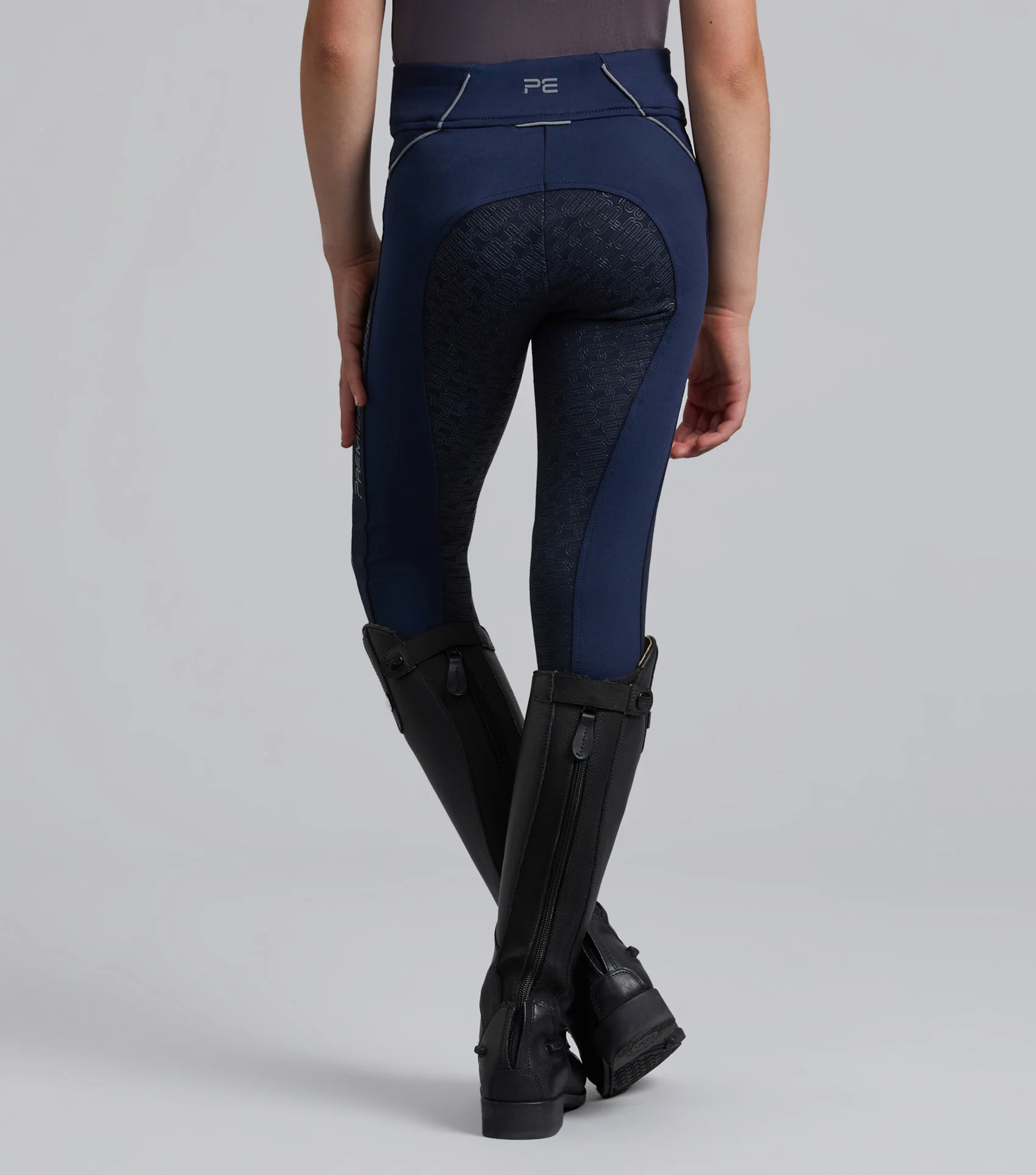 Astrid Girls Full Seat Gel Pull On Riding Tights Navy - Image 3