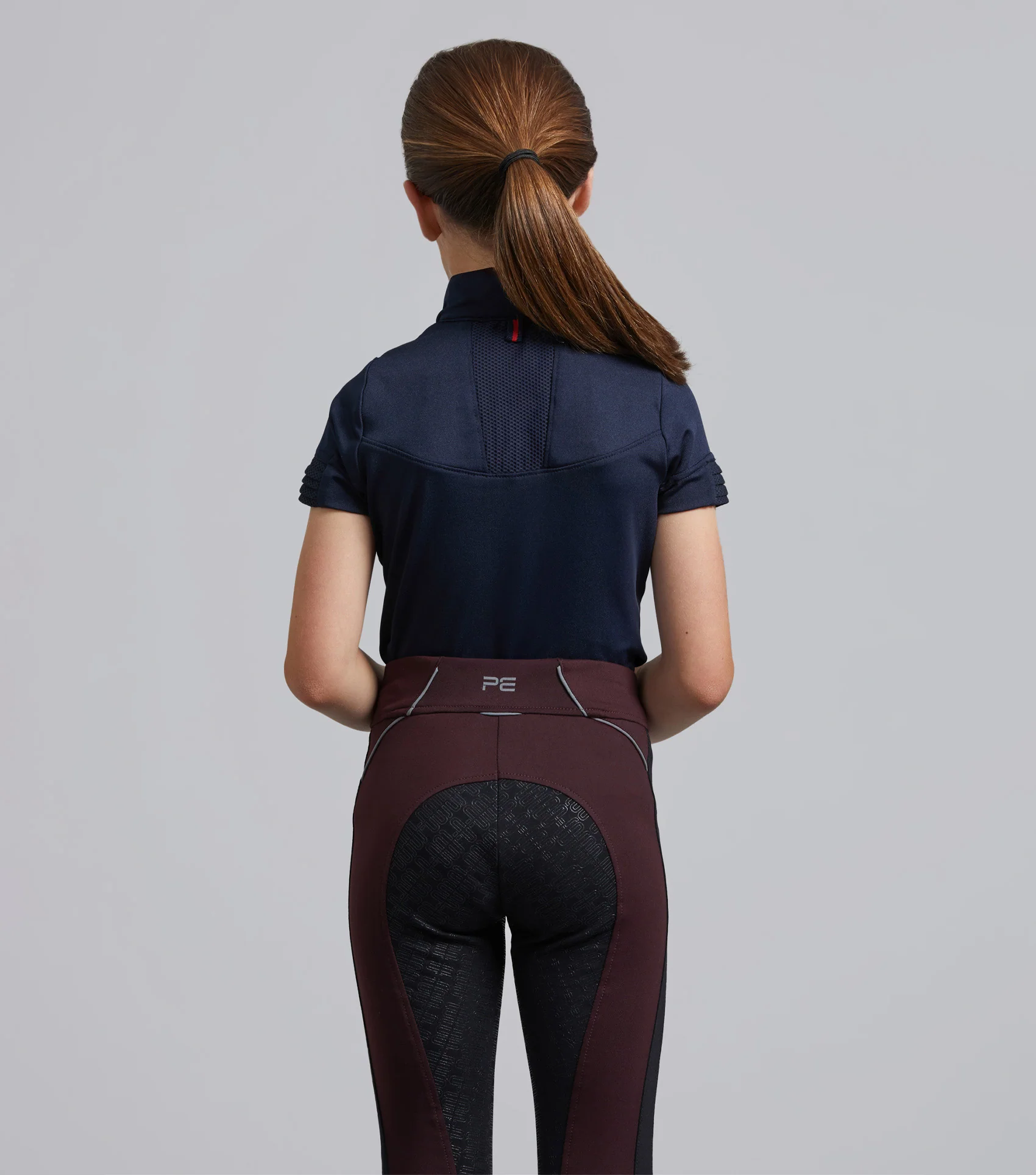 Astrid Girls Full Seat Gel Pull On Riding Tights Wine - Image 3