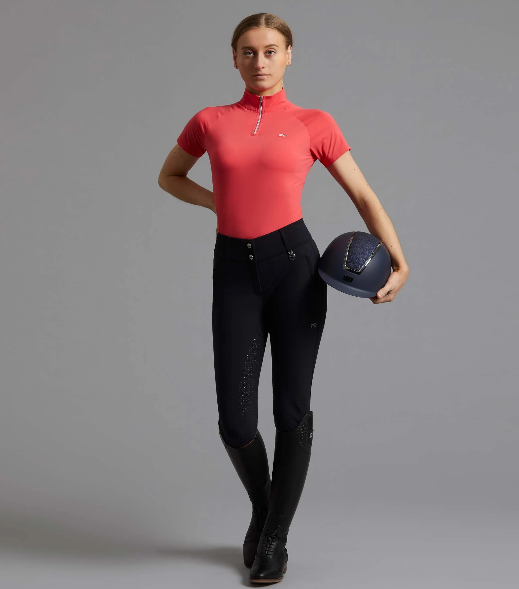 SALE - Aura Ladies Short Sleeve Riding Top Pink - Image 2