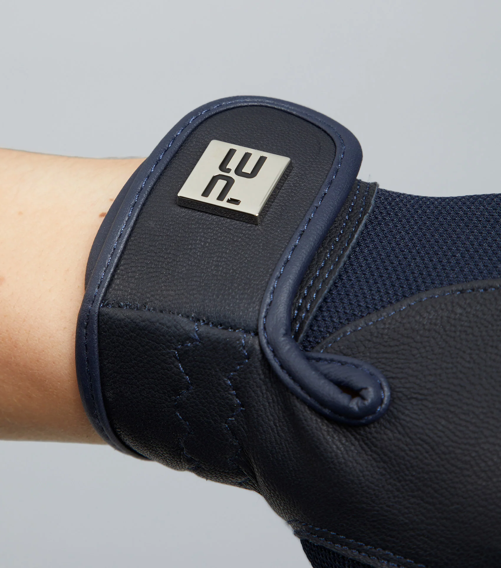 Bordoni Leather Mesh Riding Gloves Navy - Image 3