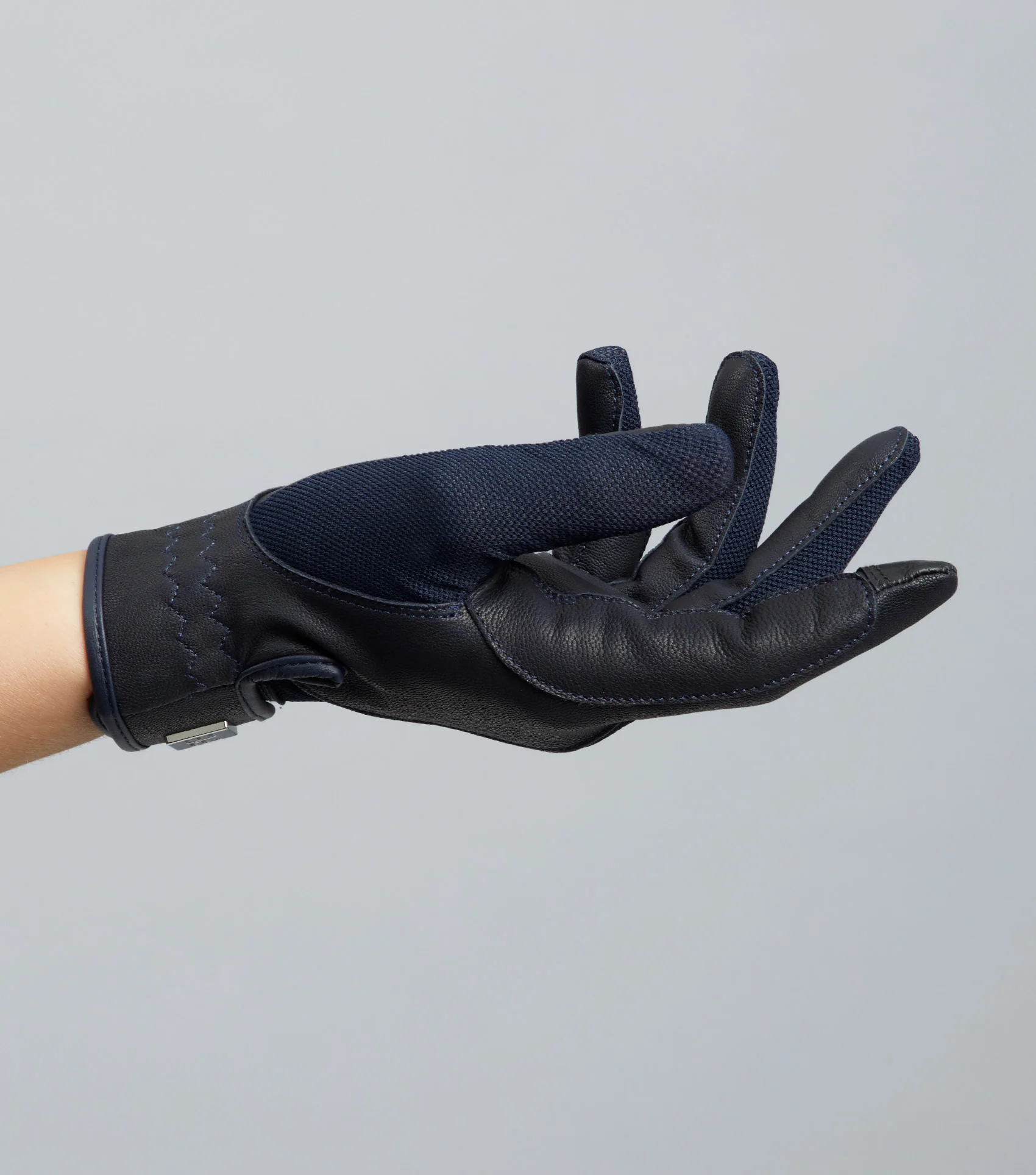 Bordoni Leather Mesh Riding Gloves Navy - Image 4