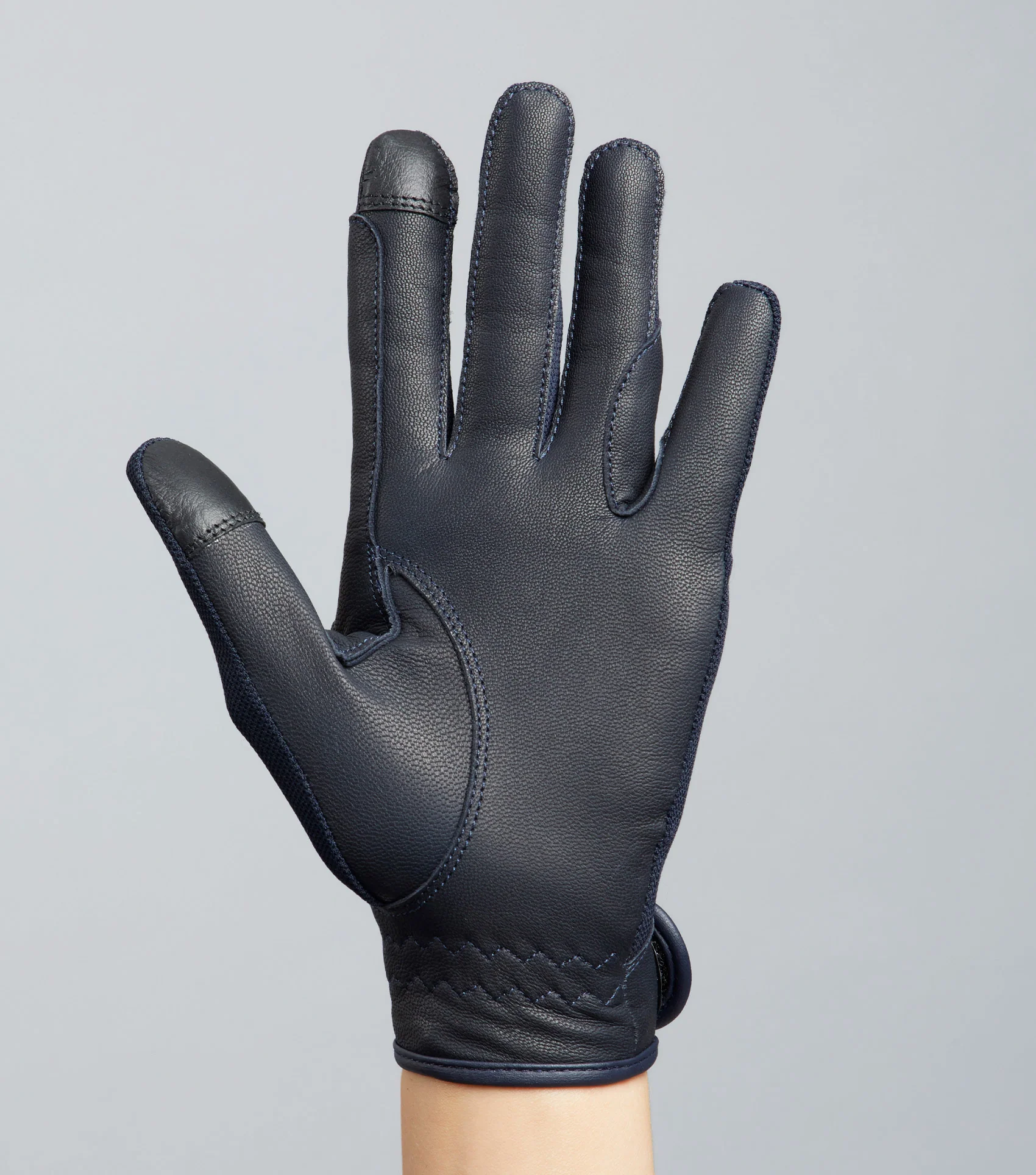 Bordoni Leather Mesh Riding Gloves Navy - Image 6