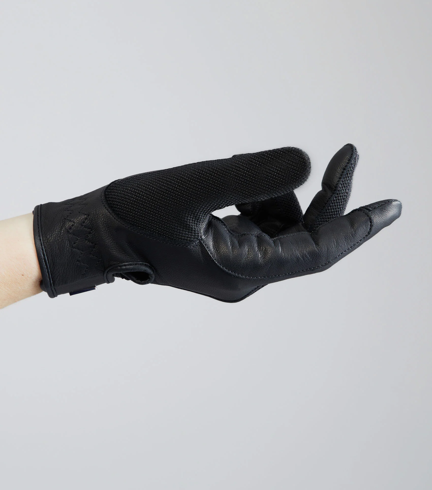 Bordoni Leather Mesh Riding Gloves Black - Image 4