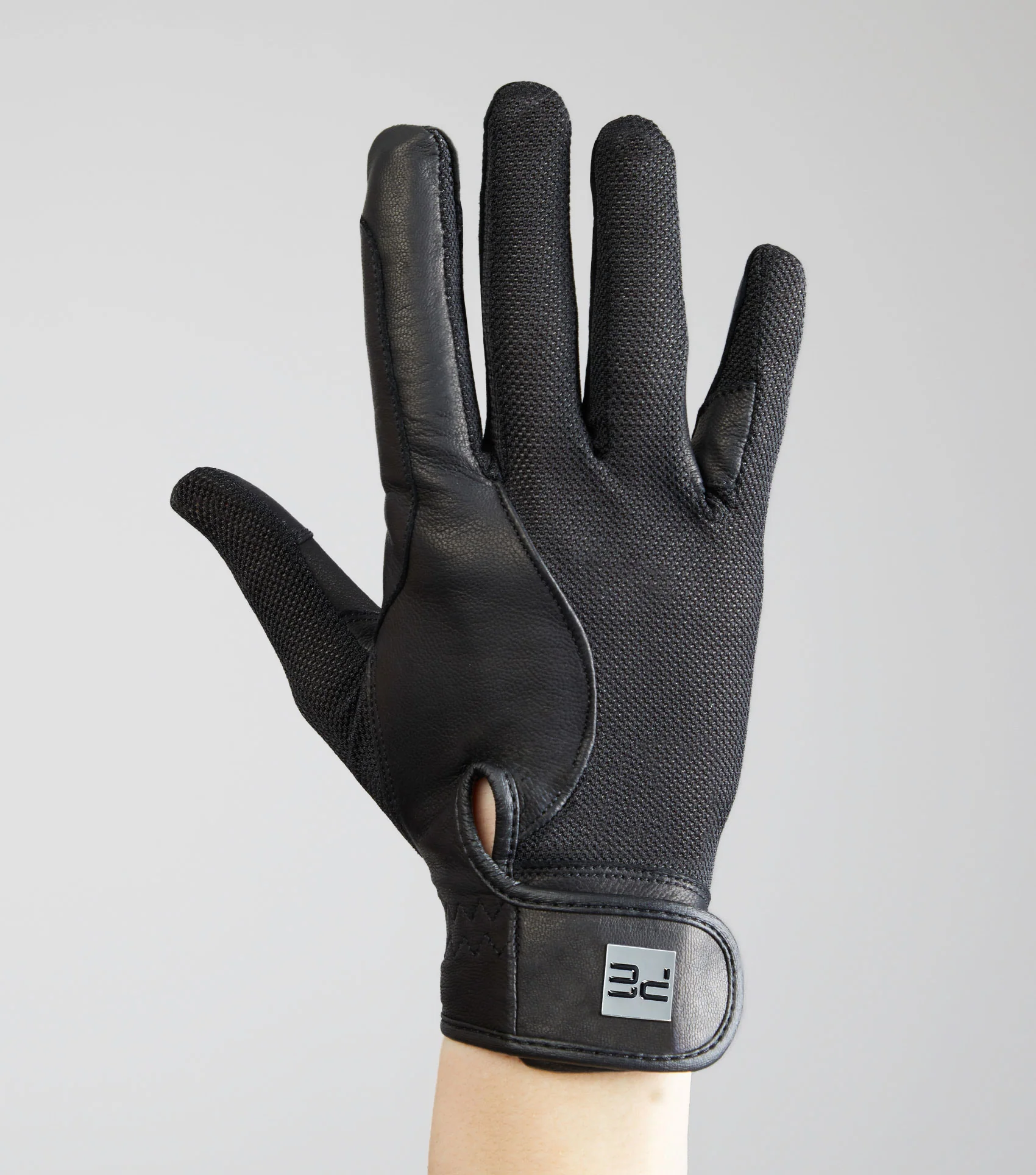 Bordoni Leather Mesh Riding Gloves Black - Image 5