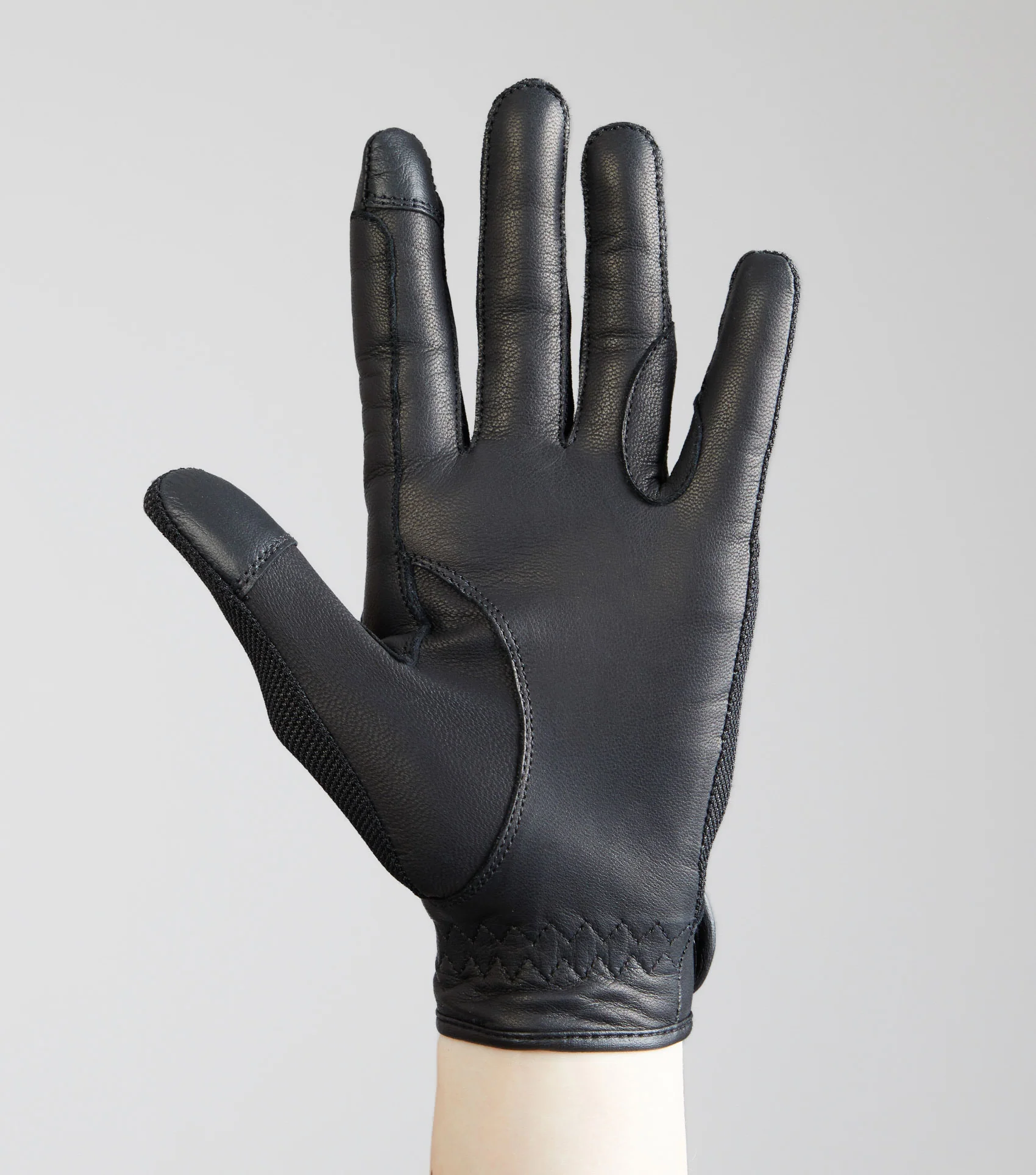Bordoni Leather Mesh Riding Gloves Black - Image 6