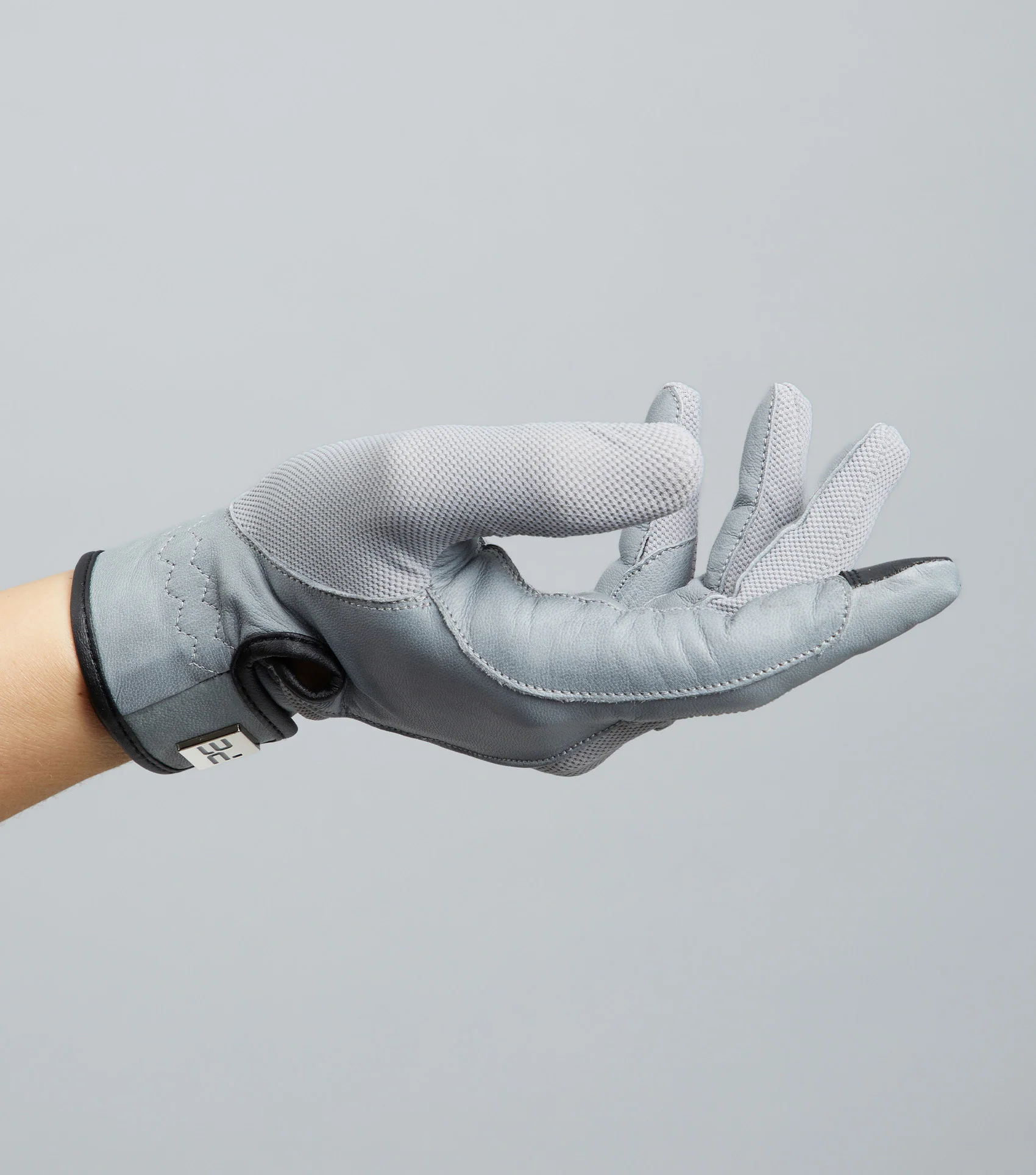 Bordoni Leather Mesh Riding Gloves Grey - Image 4