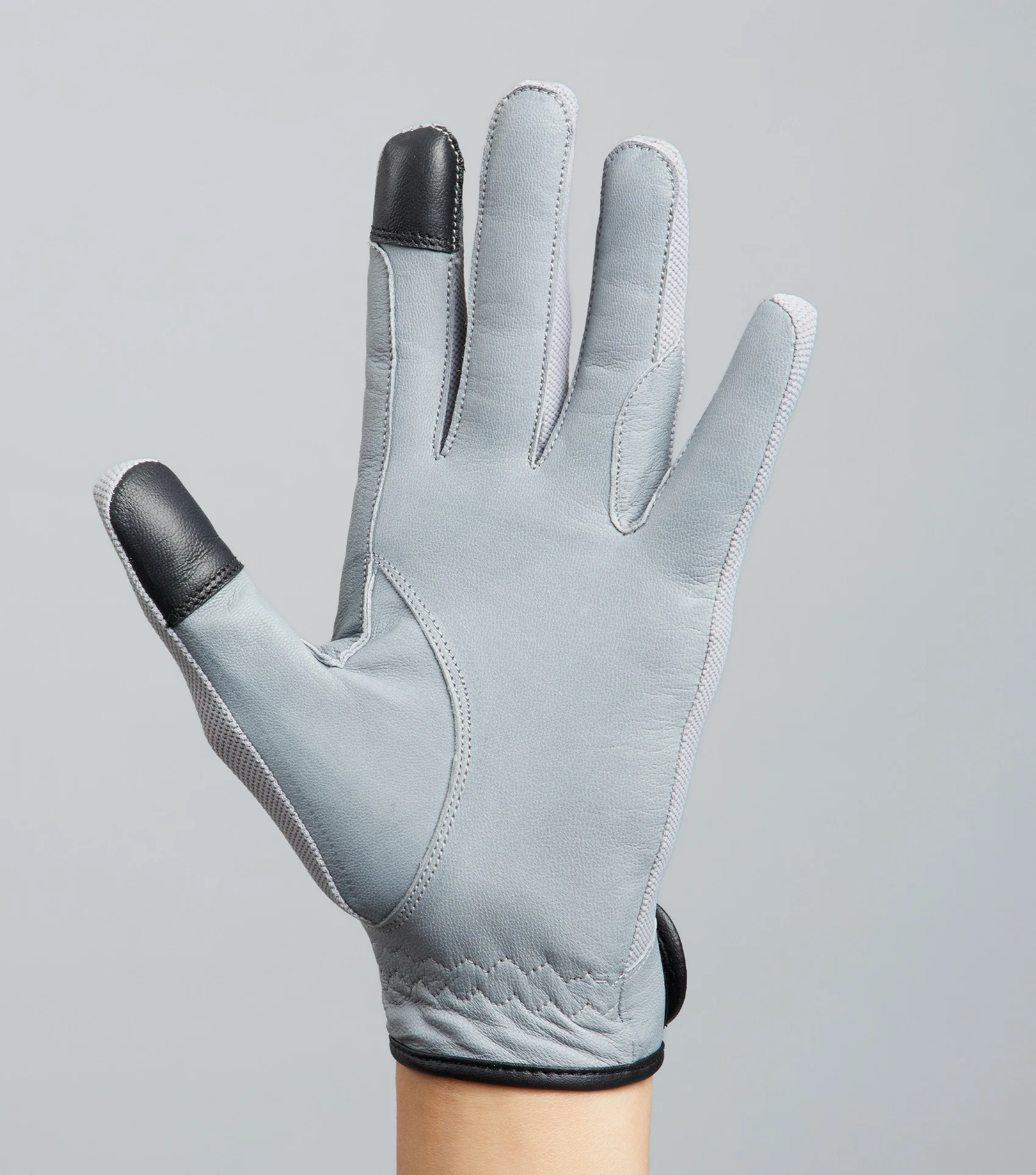 Bordoni Leather Mesh Riding Gloves Grey - Image 6