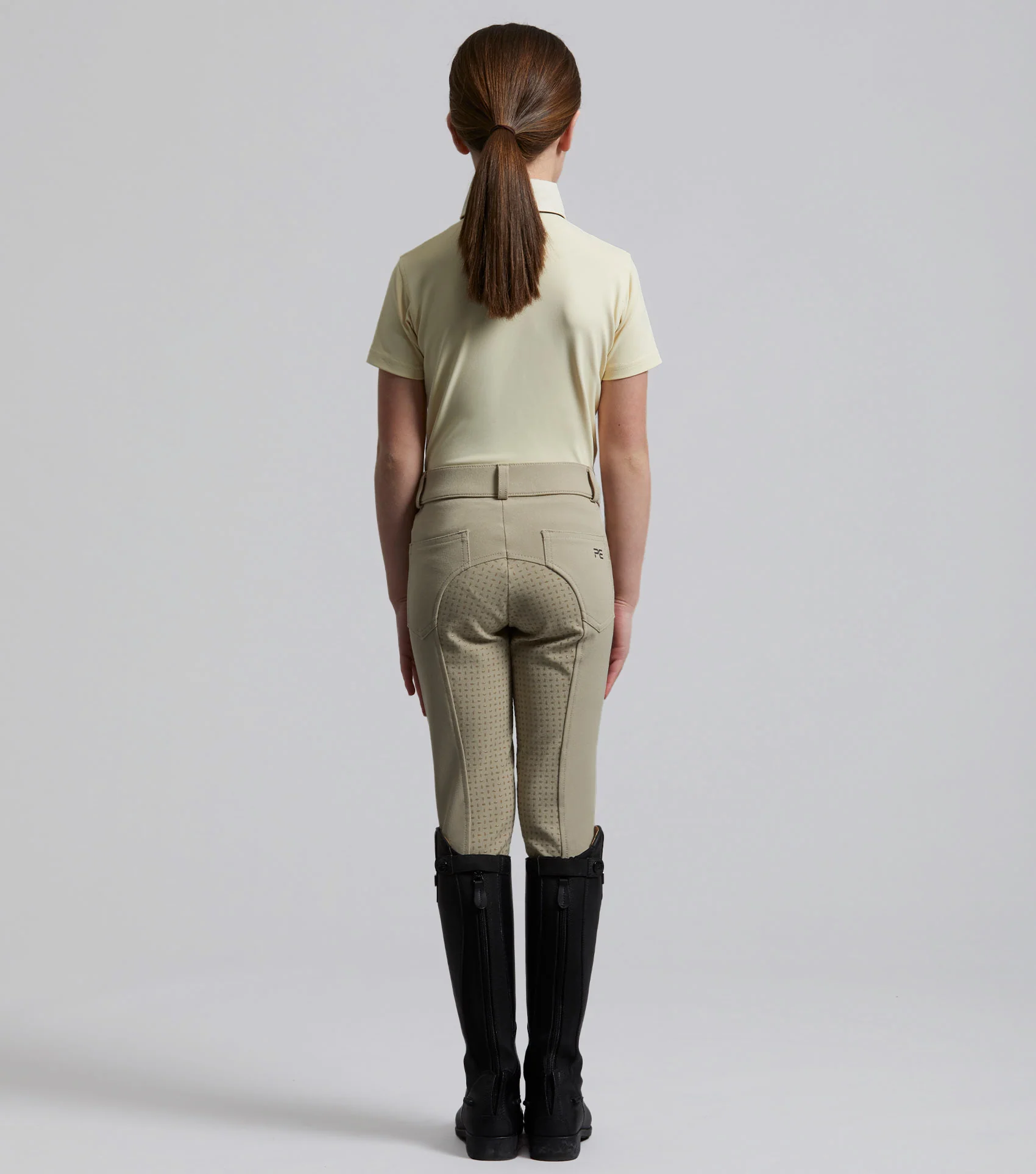 Brava Girls Full Seat Gel Competition Riding Breeches Beige - Image 3