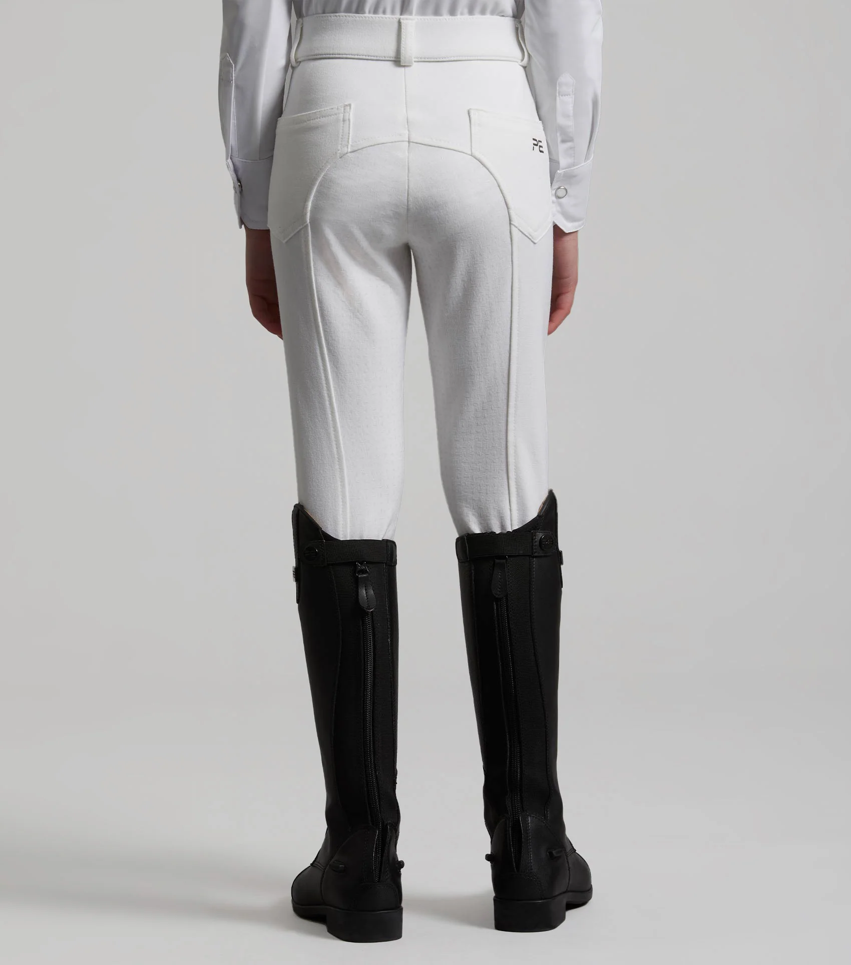 Brava Girls Full Seat Gel Competition Riding Breeches White - Image 3