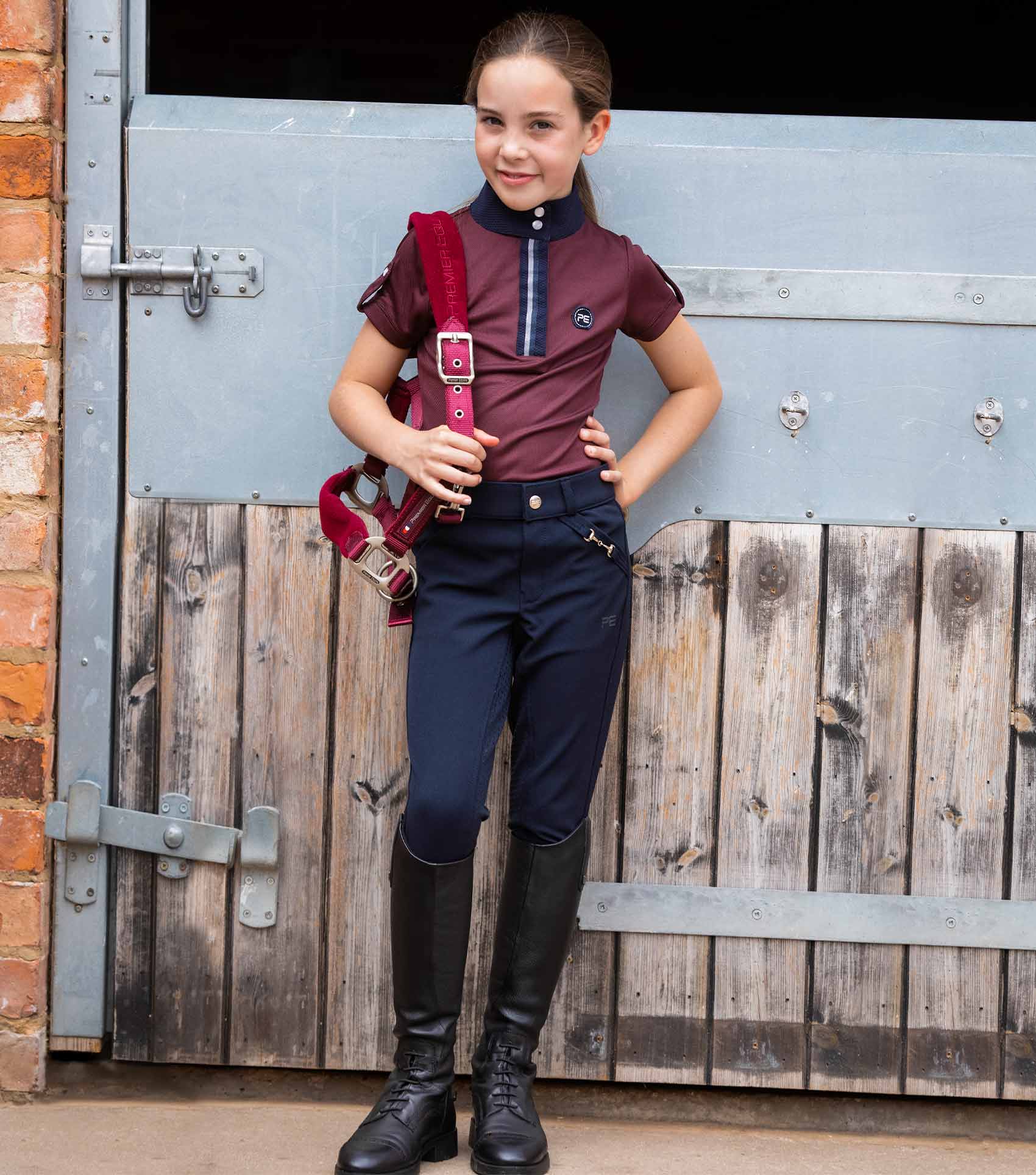 Brava Girls Full Seat Gel Riding Breeches Navy - Image 2