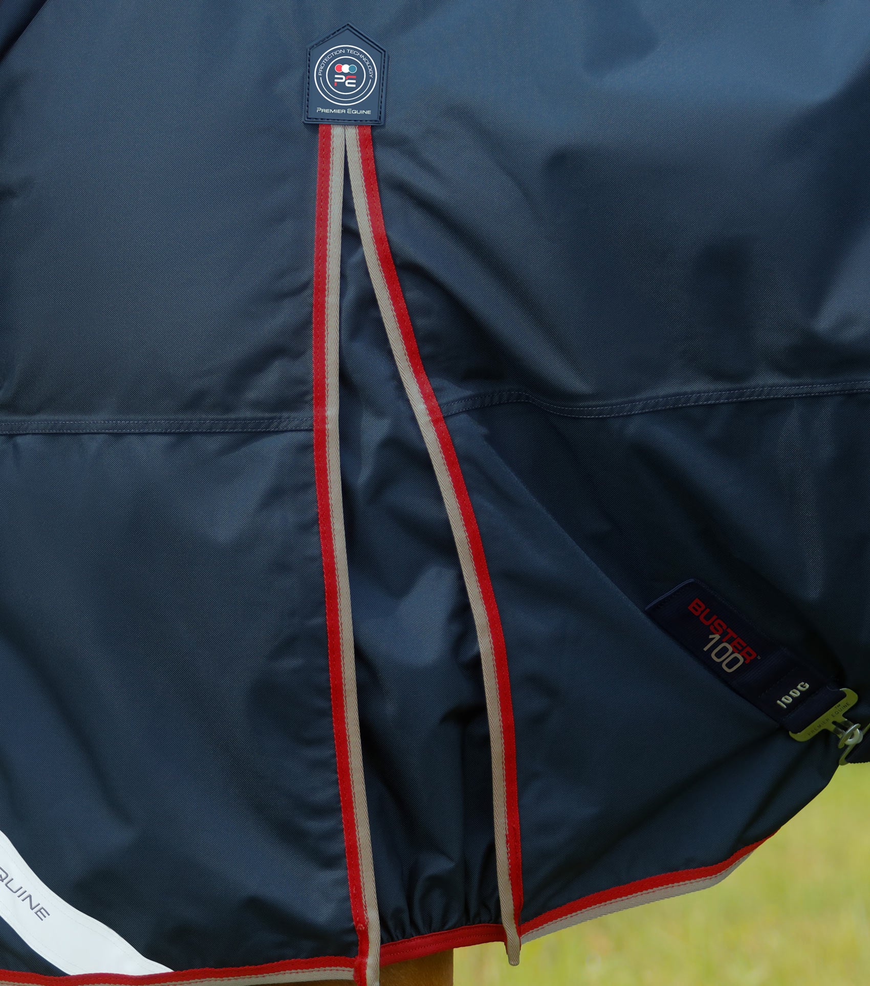Buster 100g Turnout Rug with Snug-Fit Neck Cover Navy - Image 4
