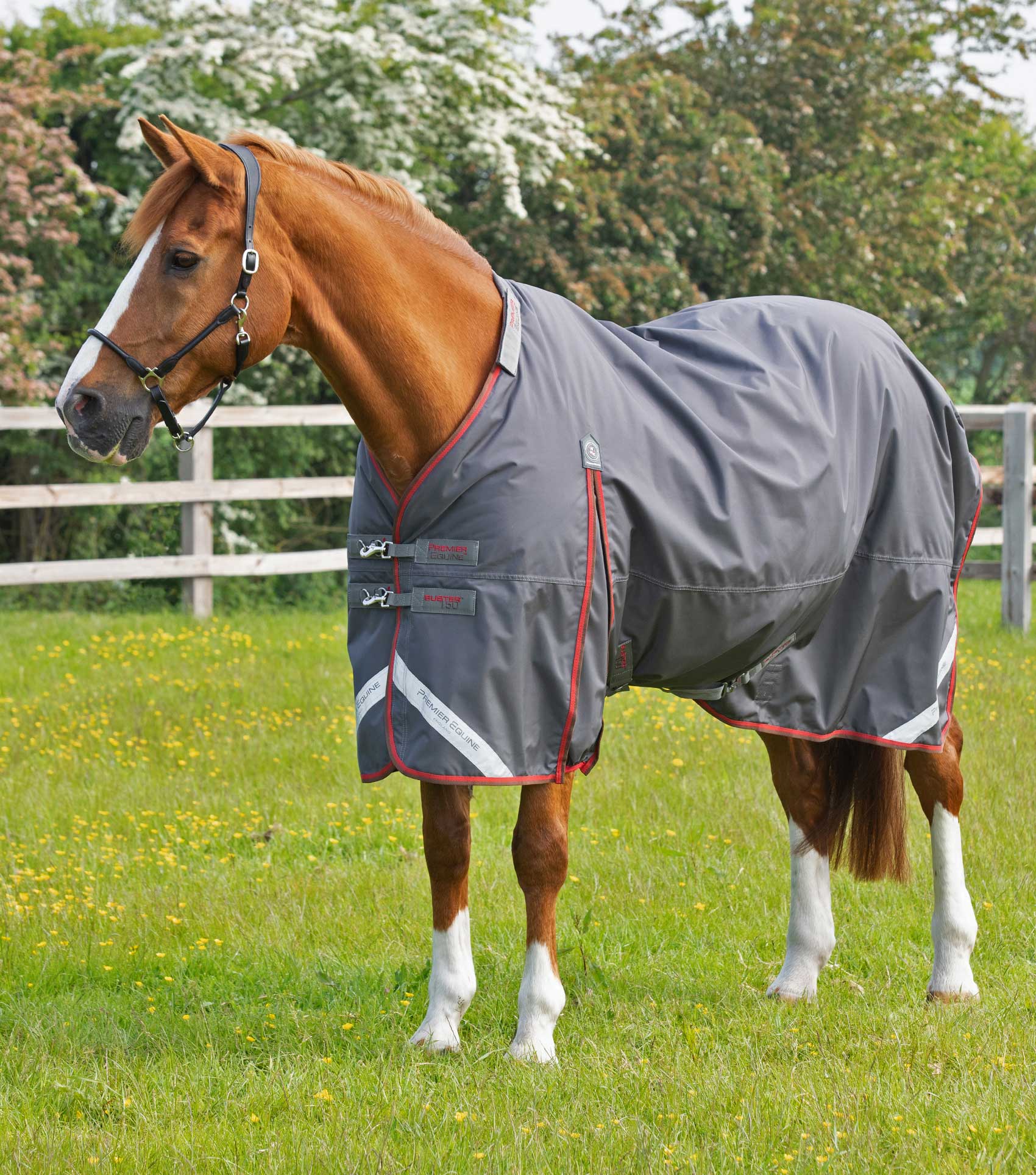 Buster 150g Turnout Rug with Classic Neck Cover Grey - Image 3