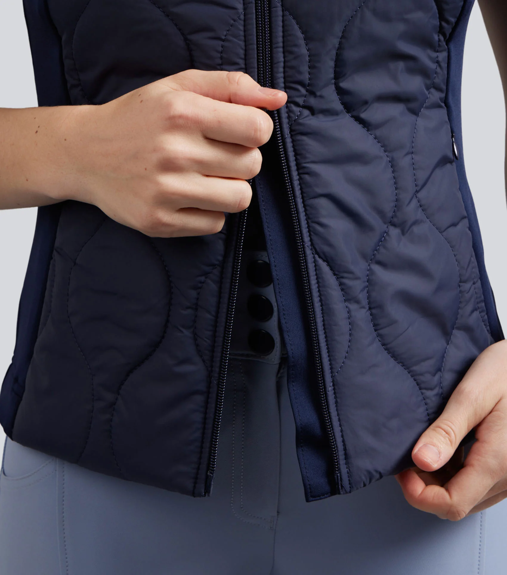 SALE - Campani Womens Quilted Riding Gilet Navy - Image 4