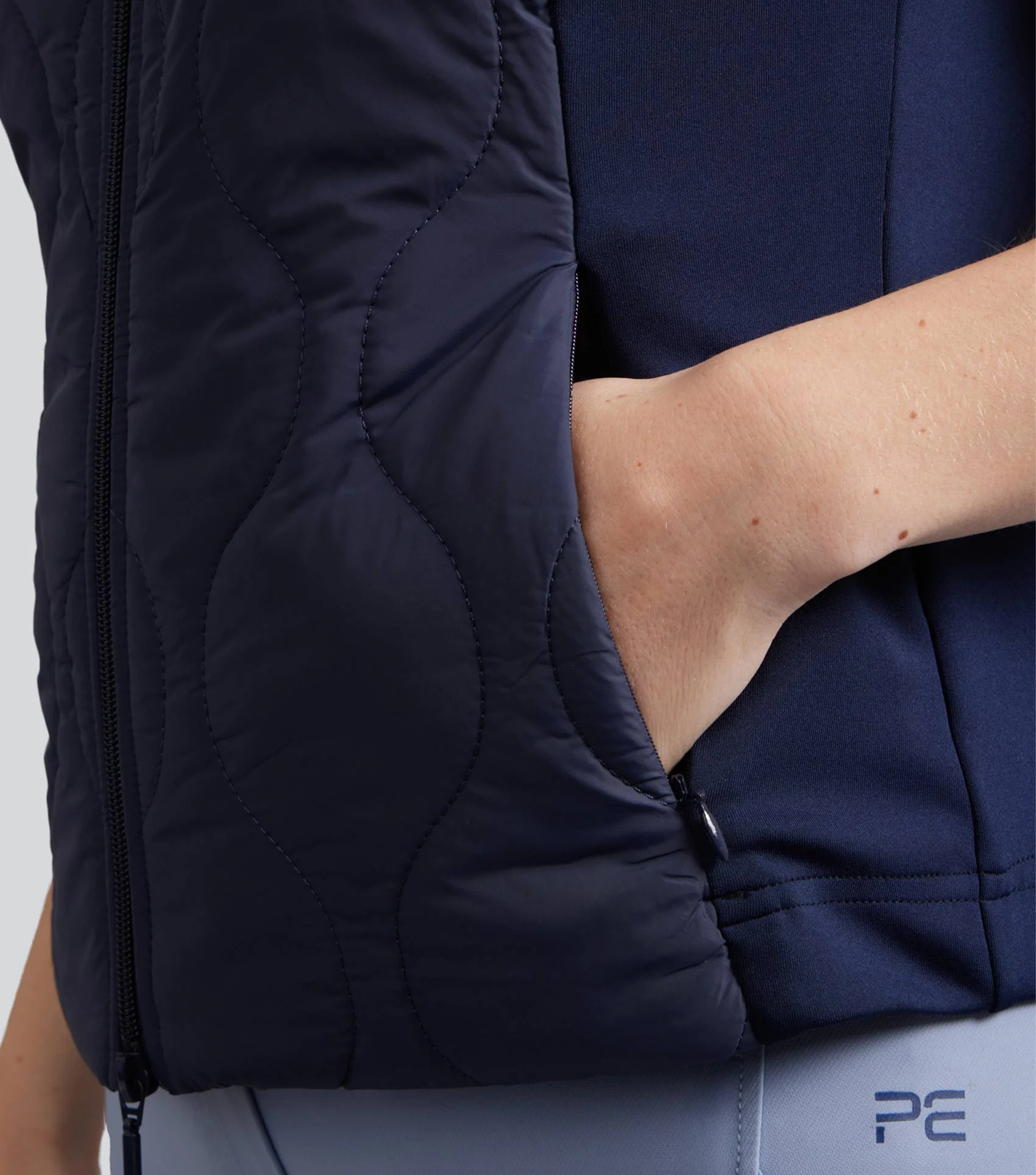 SALE - Campani Womens Quilted Riding Gilet Navy - Image 5
