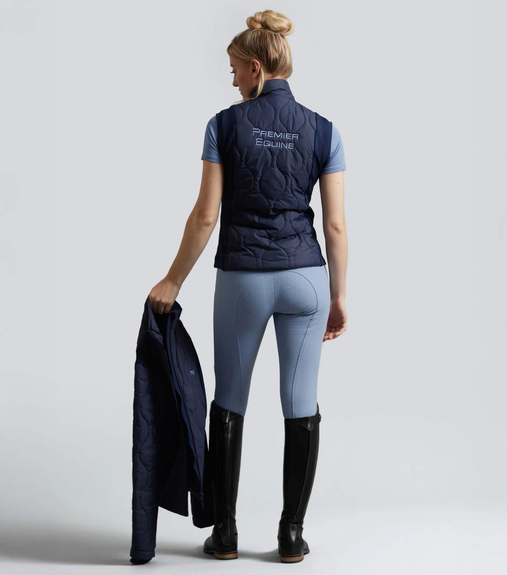 SALE - Campani Womens Quilted Riding Gilet Navy - Image 6