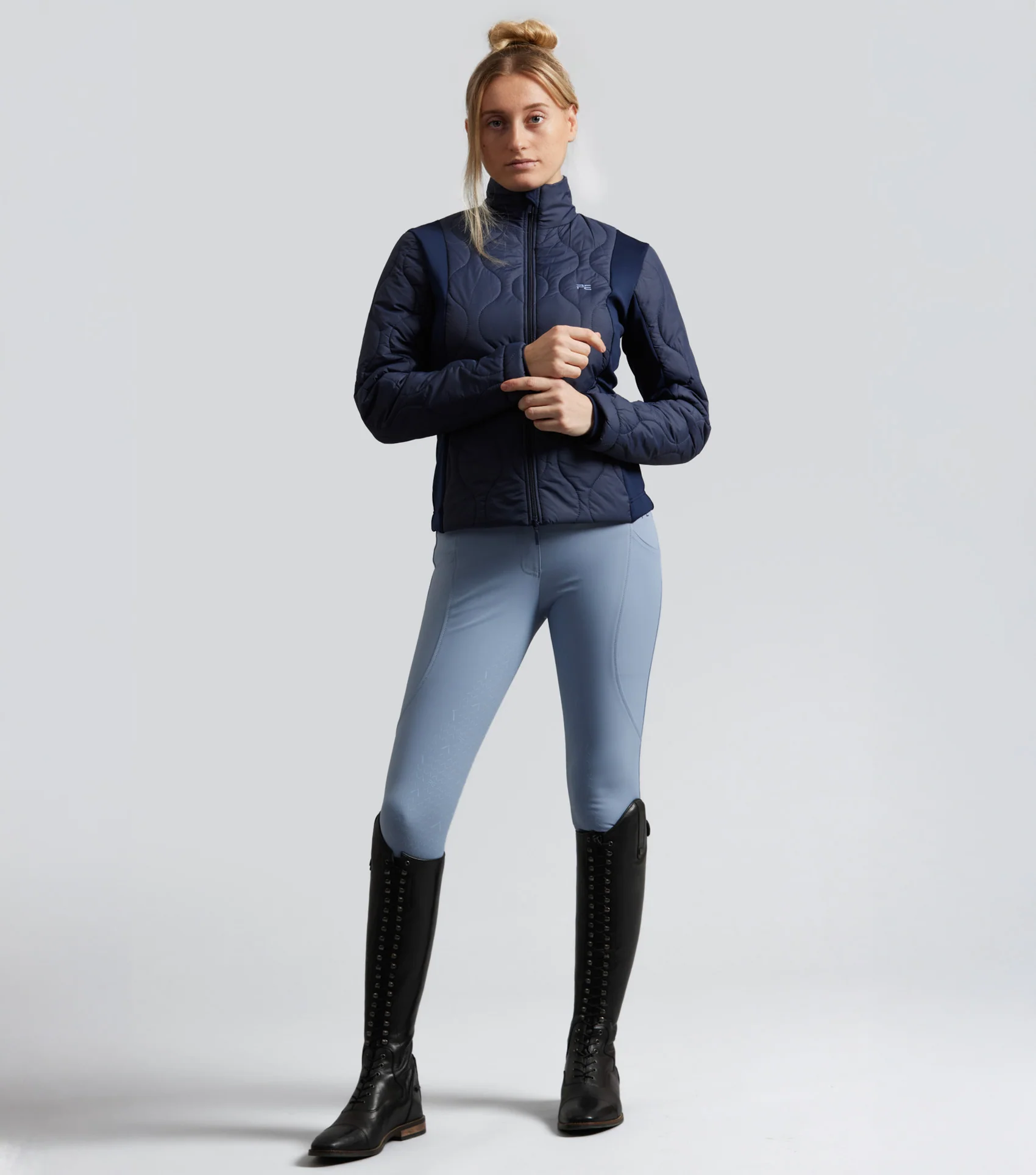 SALE - Campani Womens Quilted Riding Jacket Navy - Image 6