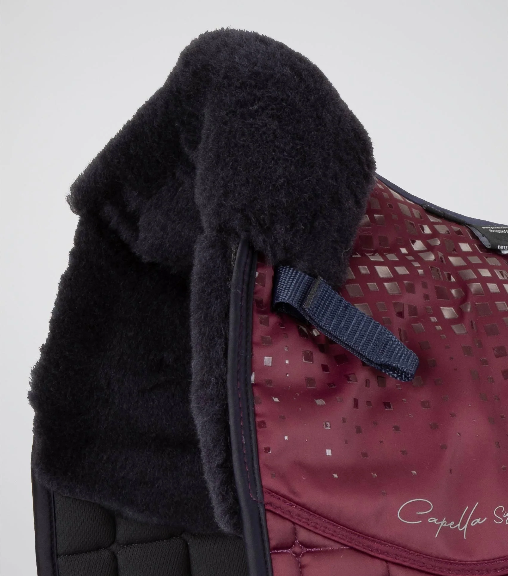 Capella Close Contact Merino Wool Dressage Square Wine/Navy Wool - Image 3