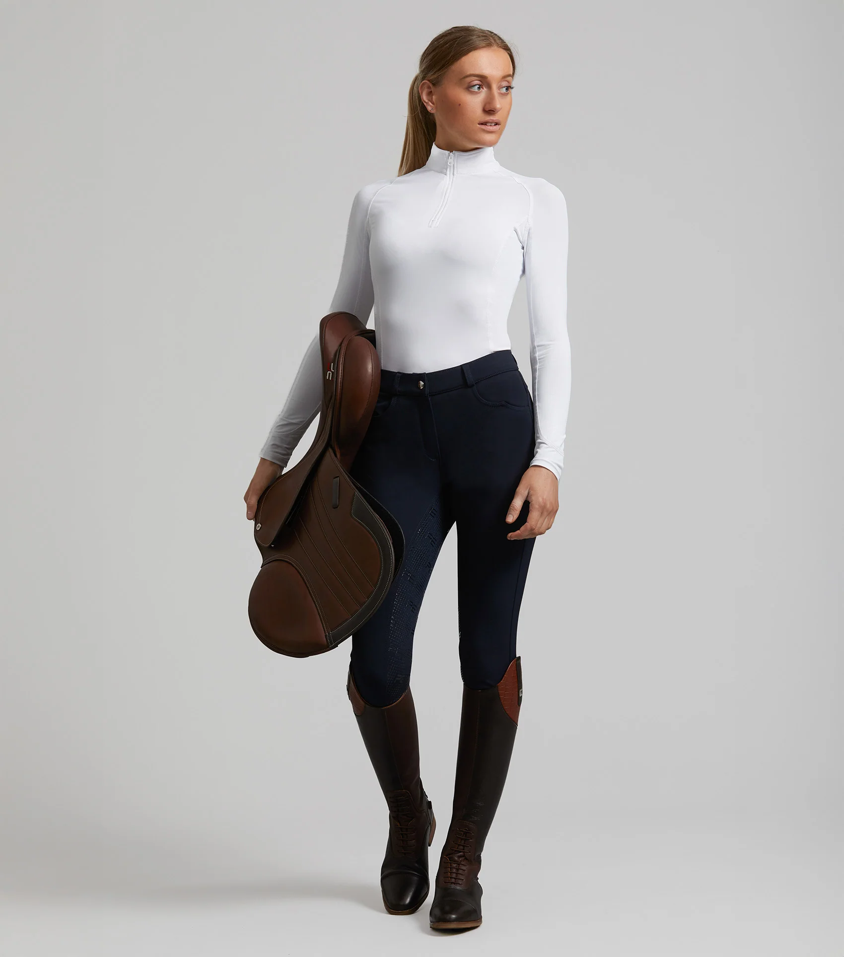 SALE - Cassa Ladies Full Seat Gel Riding Breeches Navy - Image 5