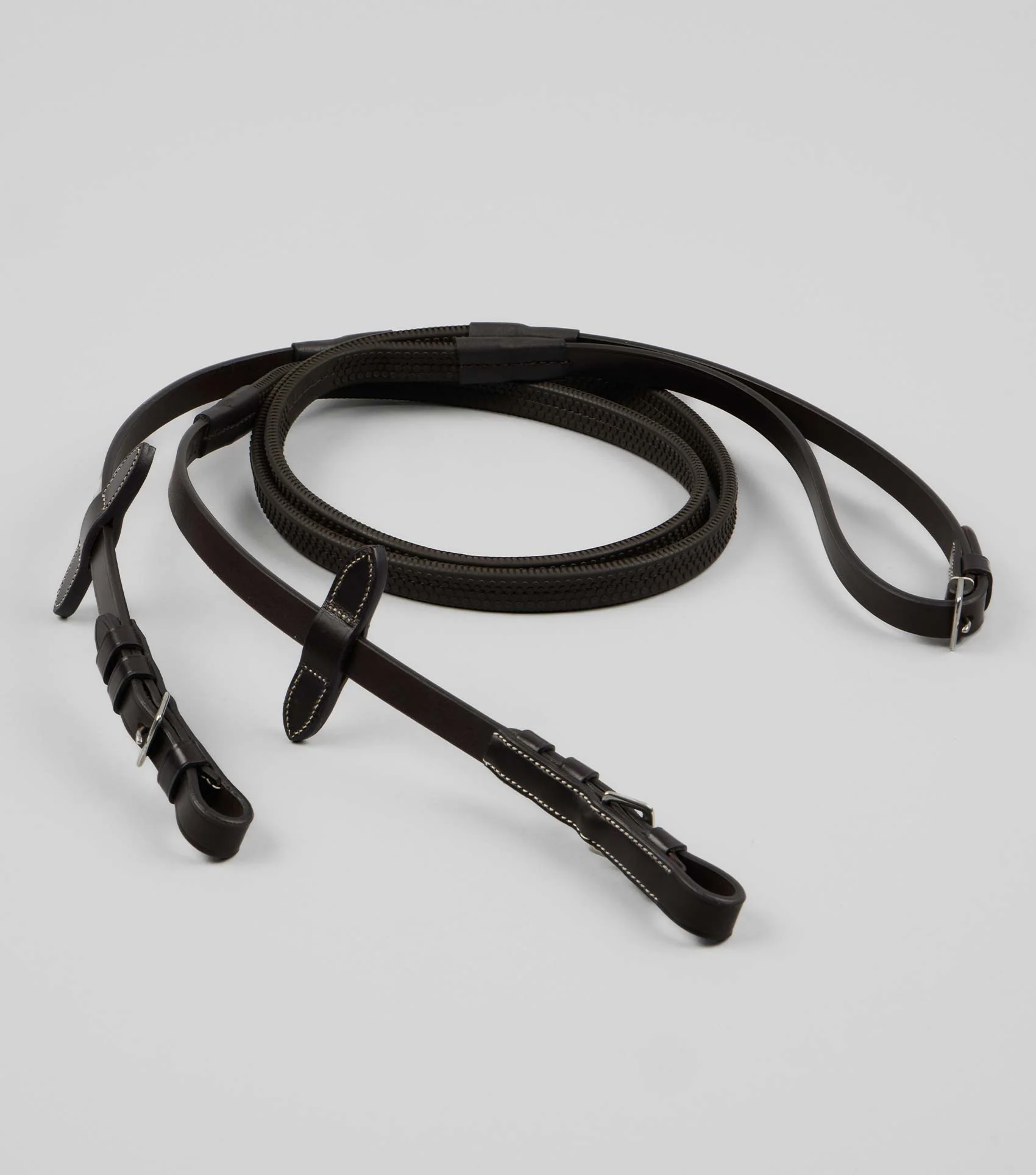Cassano Rubber Grip Reins Brown - Image 3
