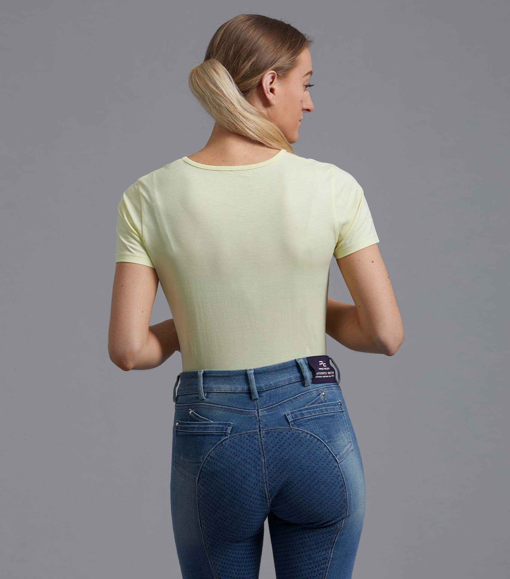 SALE - Chiaro Ladies Cotton Riding T-Shirt Yellow - Image 3