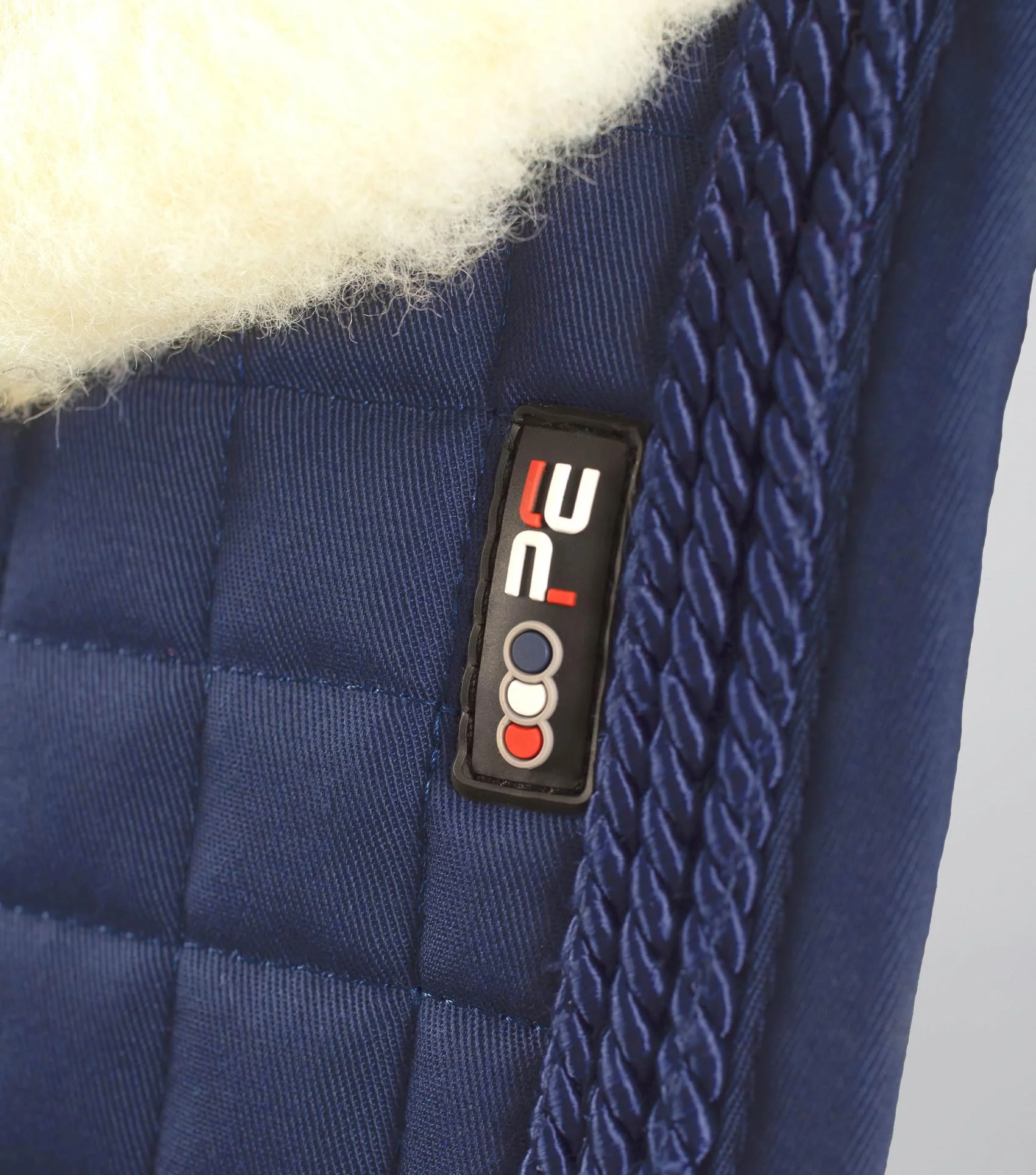 Close Contact Merino Wool European Saddle Pad - Dressage Square Navy/Natural Wool - Image 3