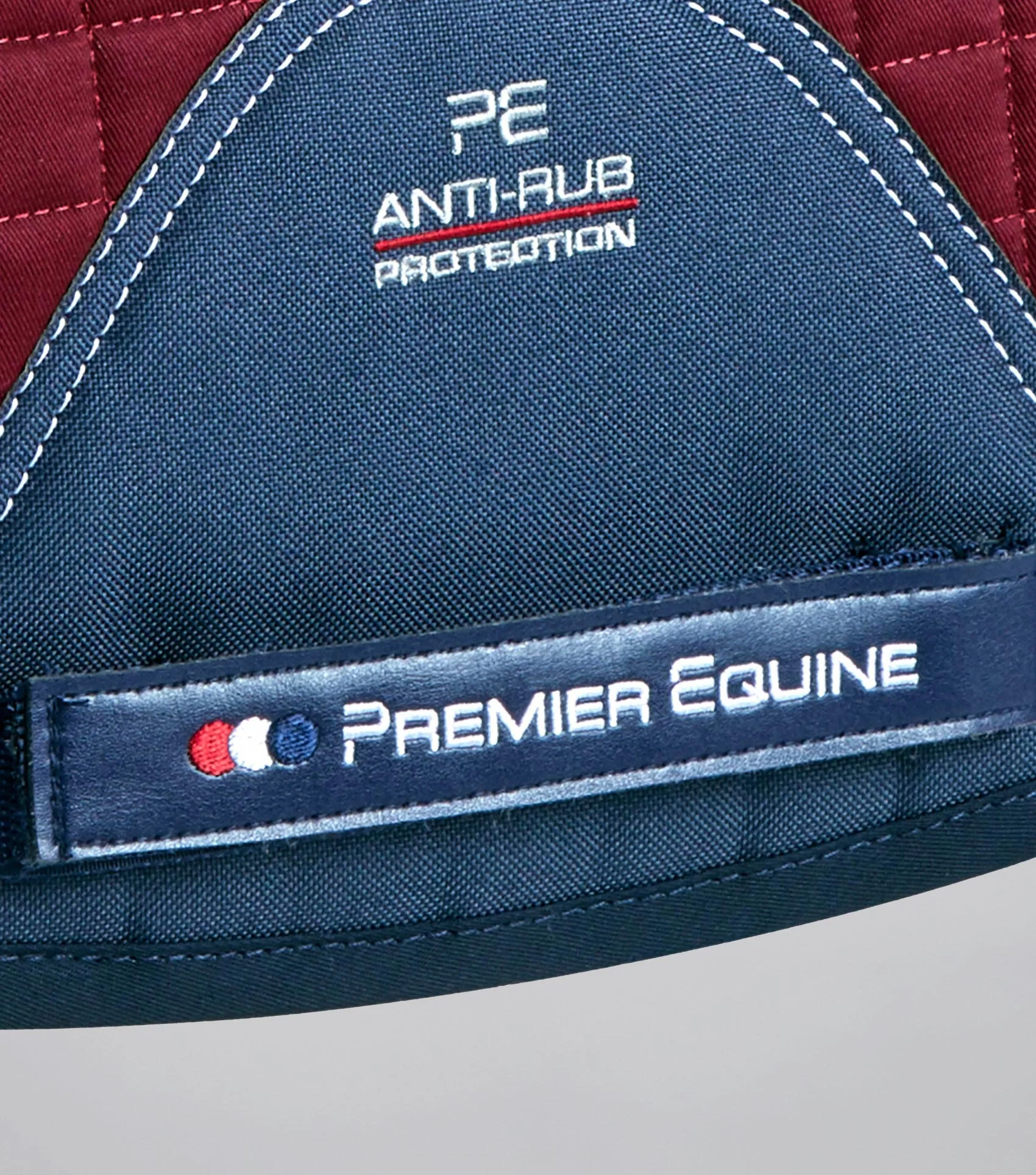 Close Contact Merino Wool European Saddle Pad - GP/Jump Square Burgundy/Navy Wool - Image 5