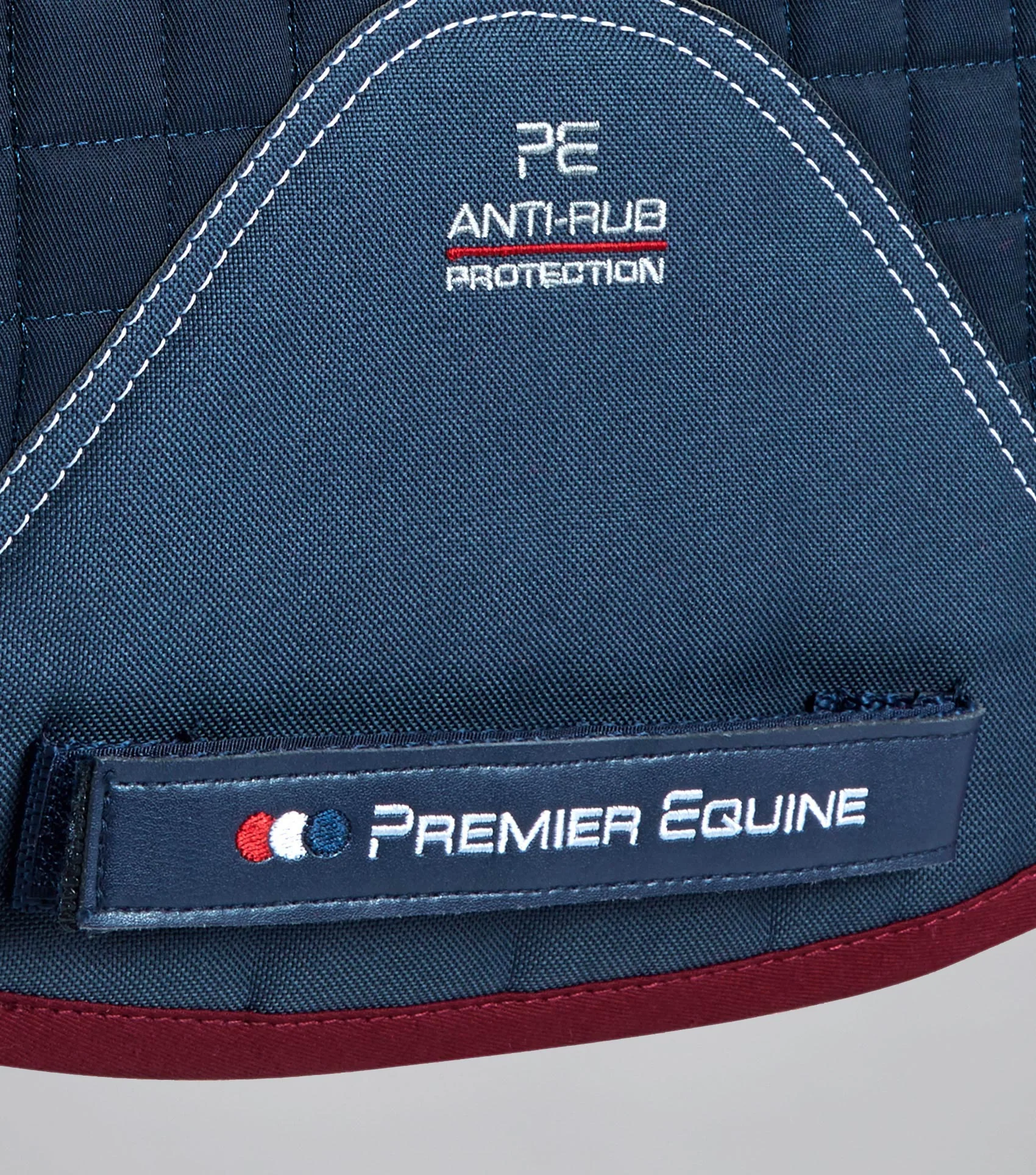 Close Contact Merino Wool European Saddle Pad - GP/Jump Square Navy/Burgundy Wool - Image 5