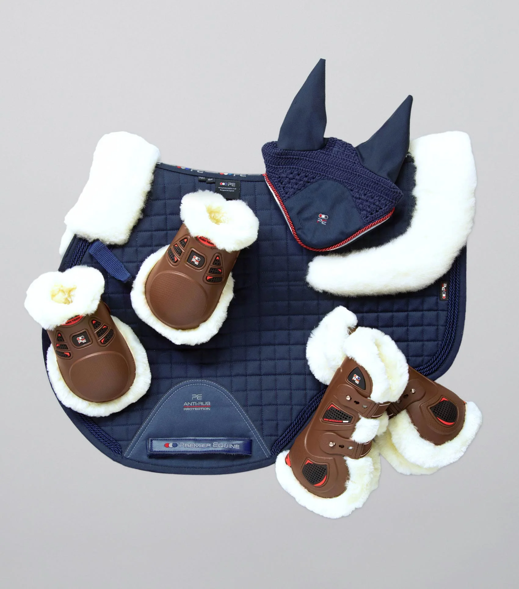 Close Contact Merino Wool European Saddle Pad - GP/Jump Square Navy/Natural Wool - Image 2