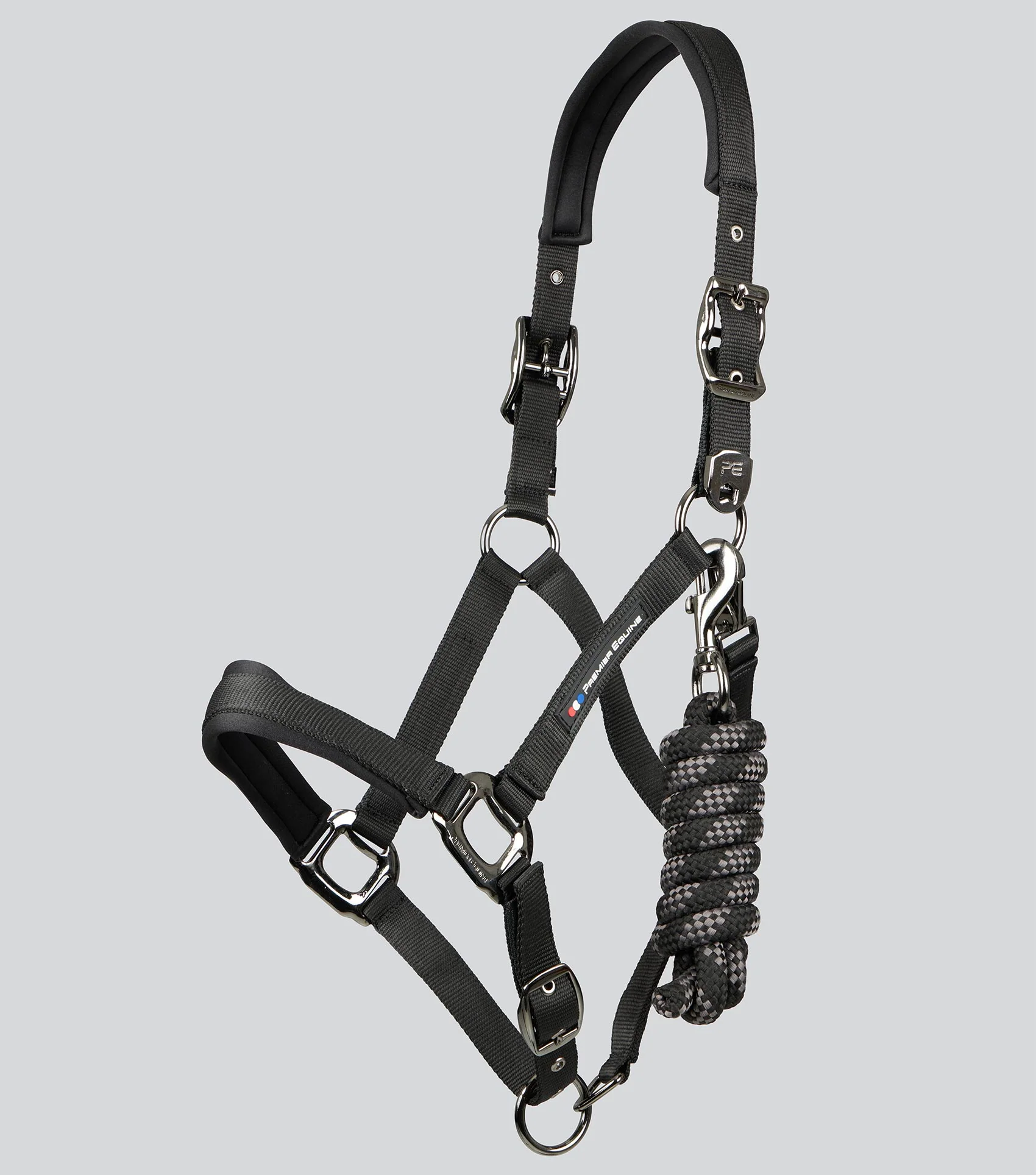 Corda Padded Head Collar with Lead Rope Black - Image 2