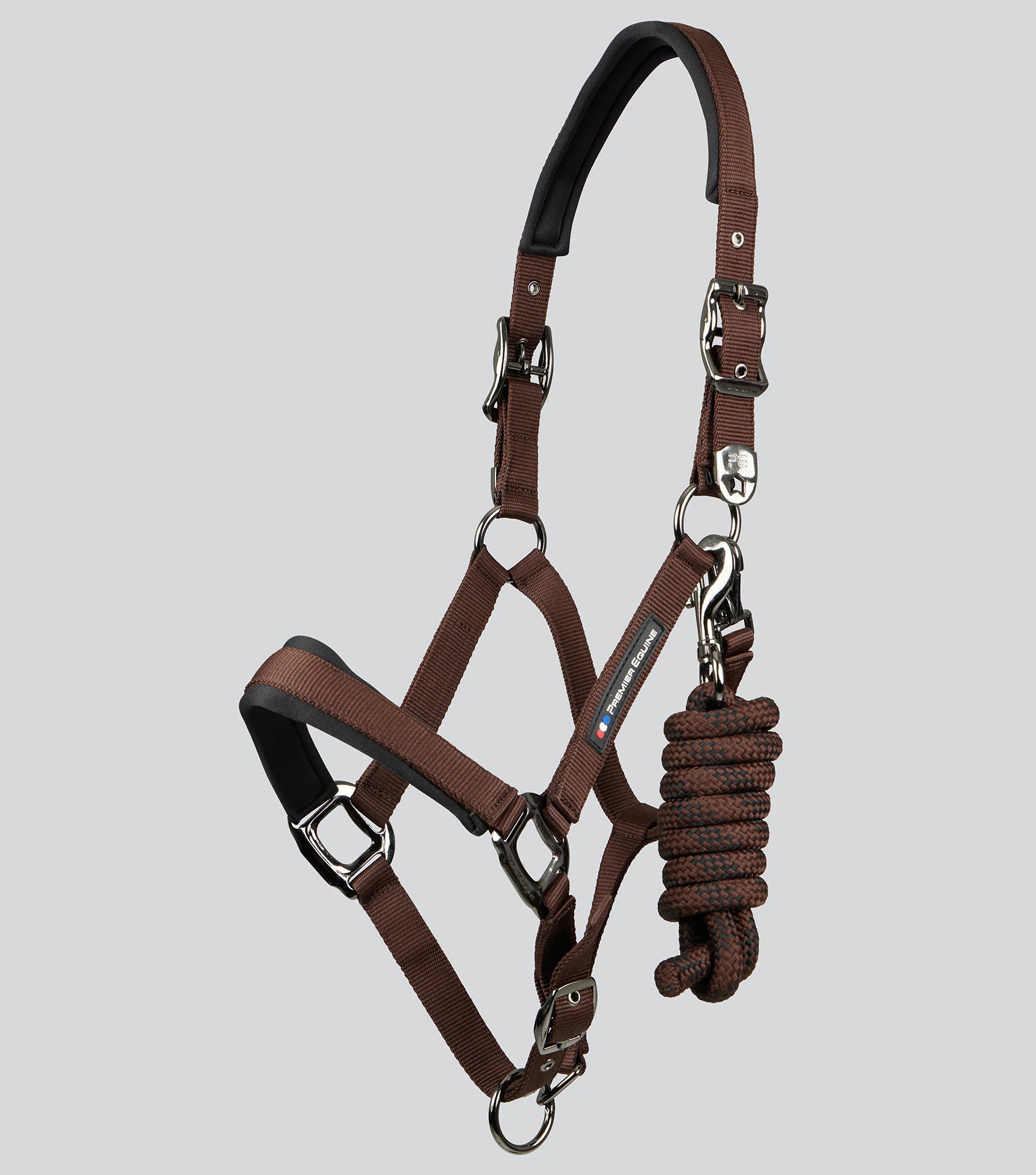Corda Padded Head Collar with Lead Rope Brown - Image 2