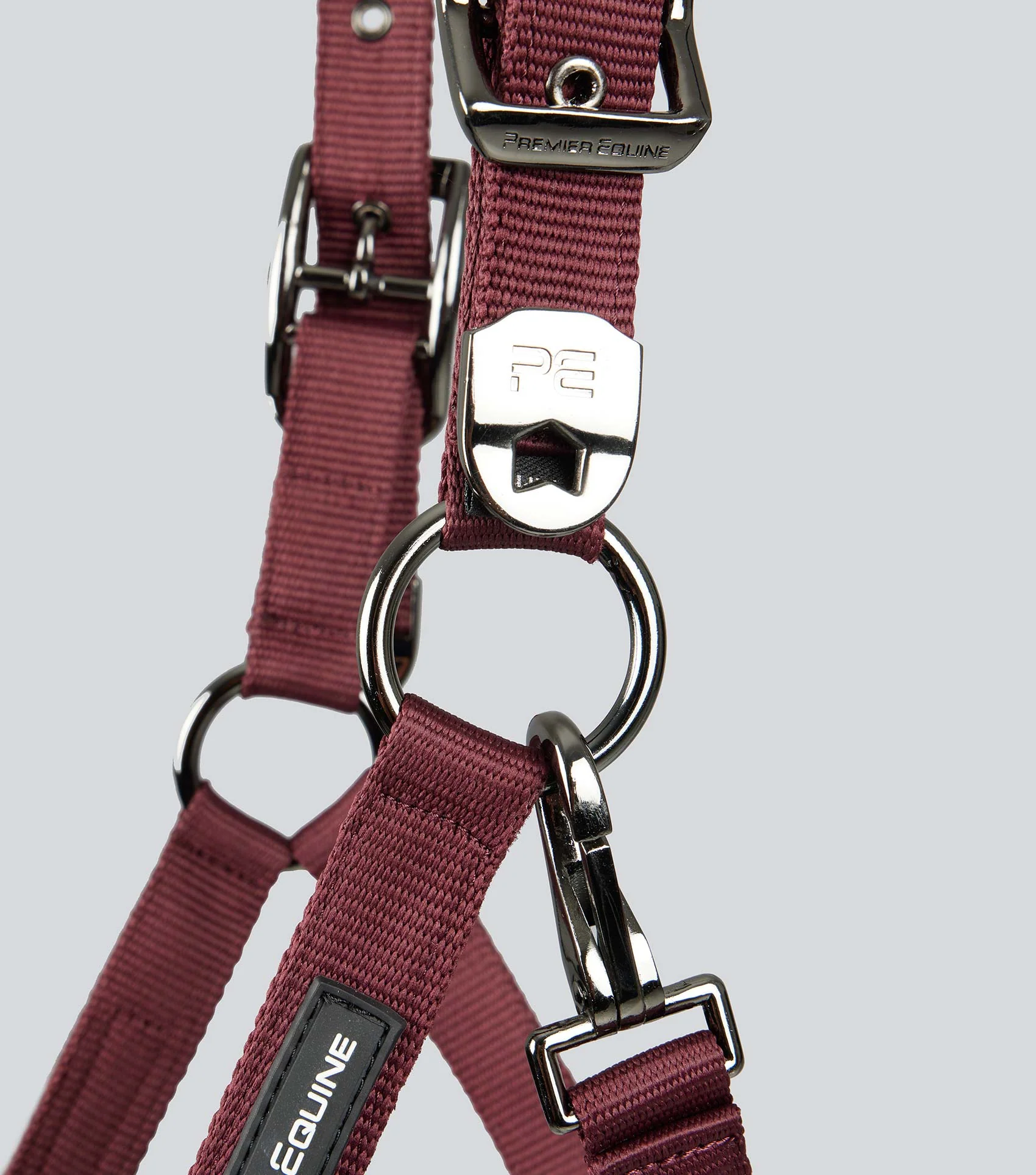 Corda Padded Head Collar with Lead Rope Burgundy - Image 3