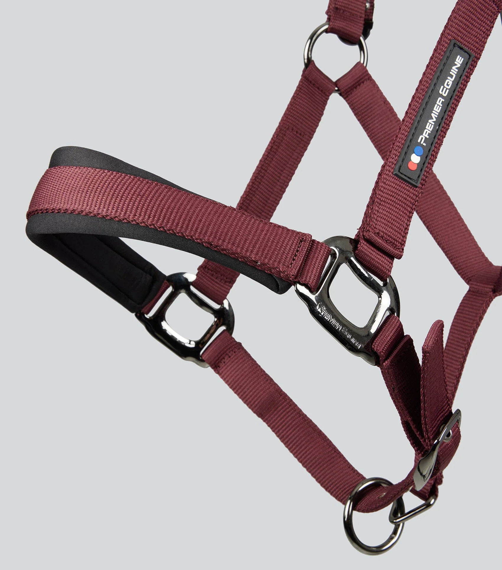 Corda Padded Head Collar with Lead Rope Burgundy - Image 4