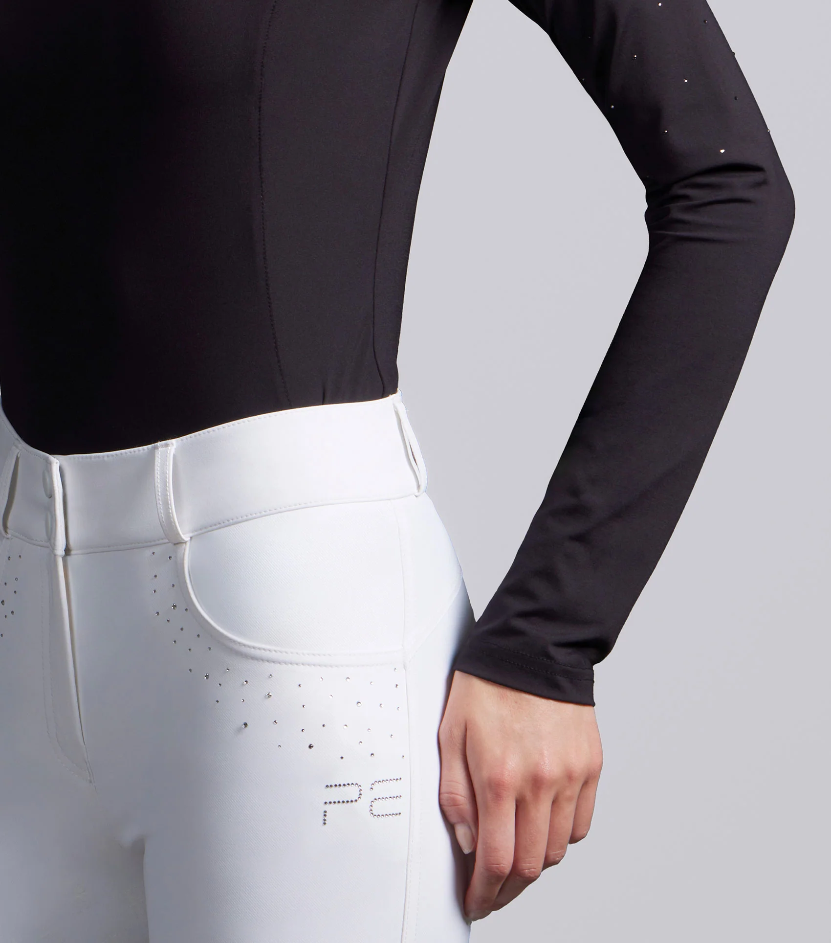 Cristalli Womens Long Sleeve Competition Shirt Black - Image 5