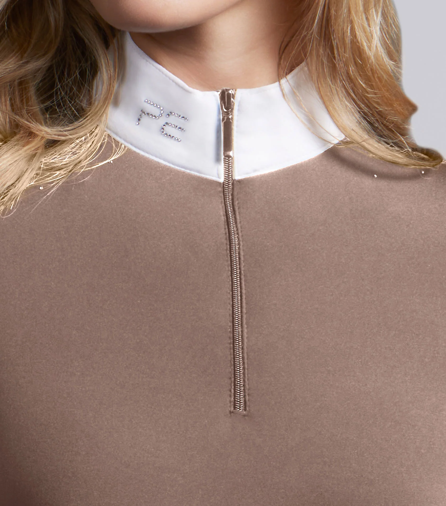Cristalli Womens Long Sleeve Competition Shirt Mocha Latte - Image 3